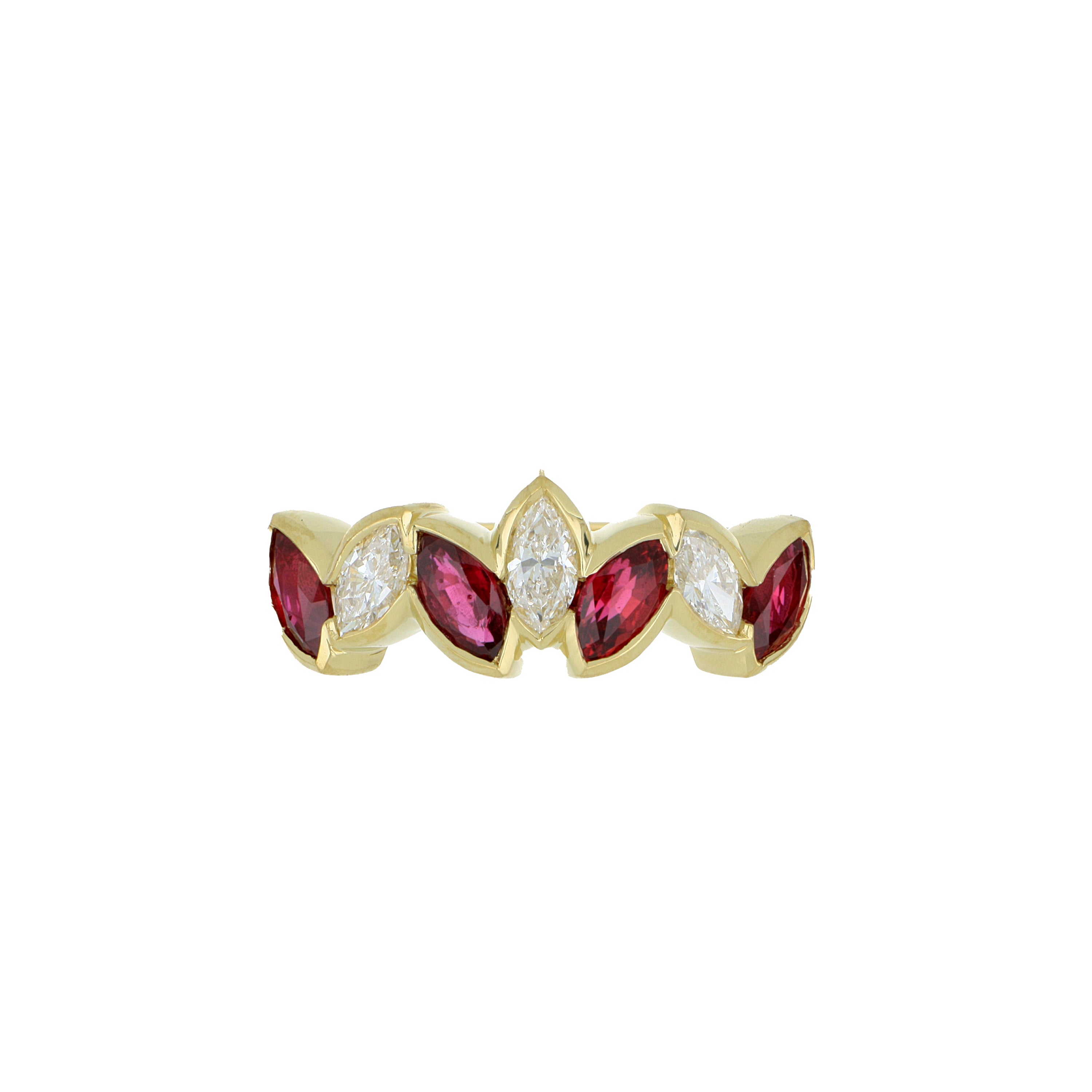 18k Yellow Gold Diamond and Ruby Ring