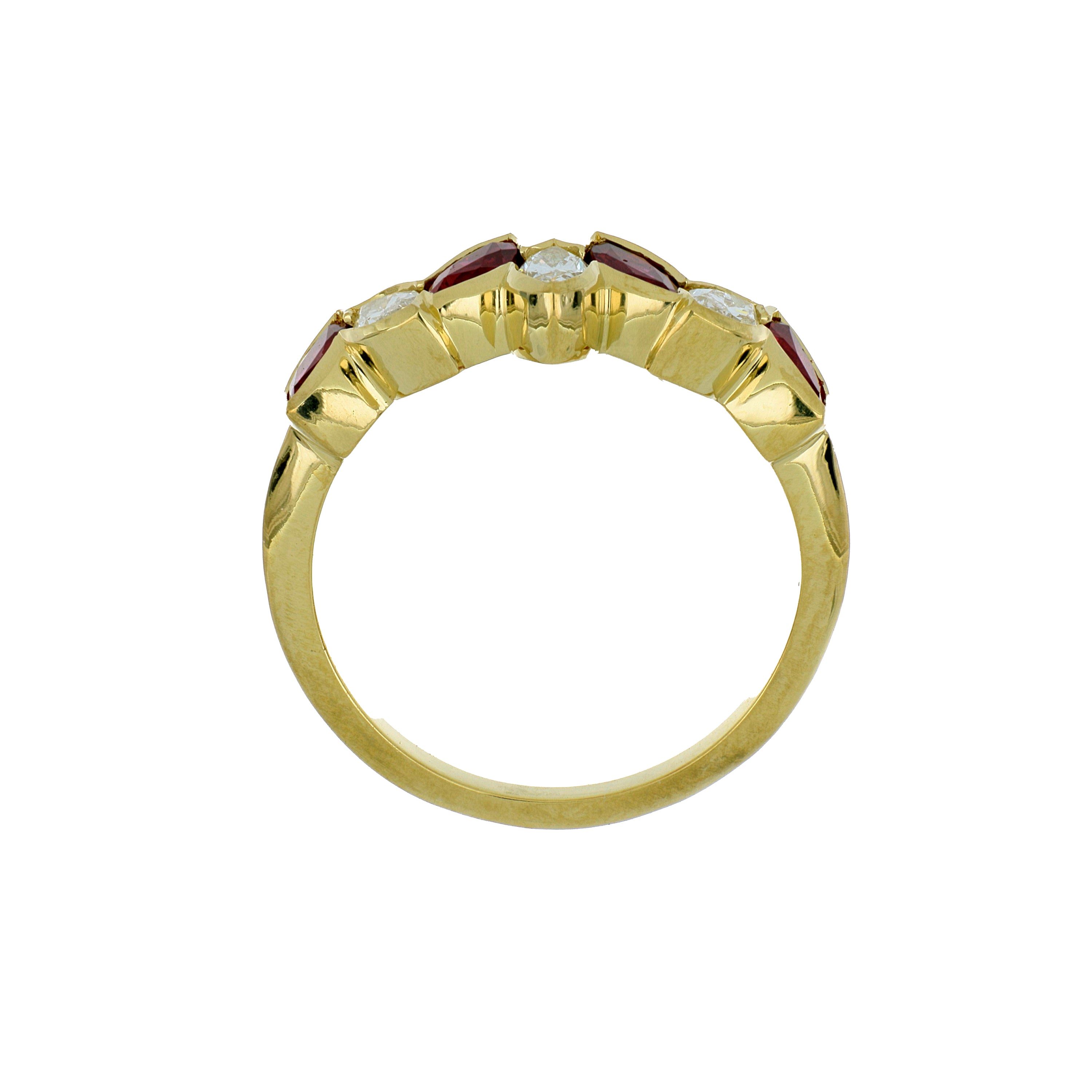 18k Yellow Gold Diamond and Ruby Ring