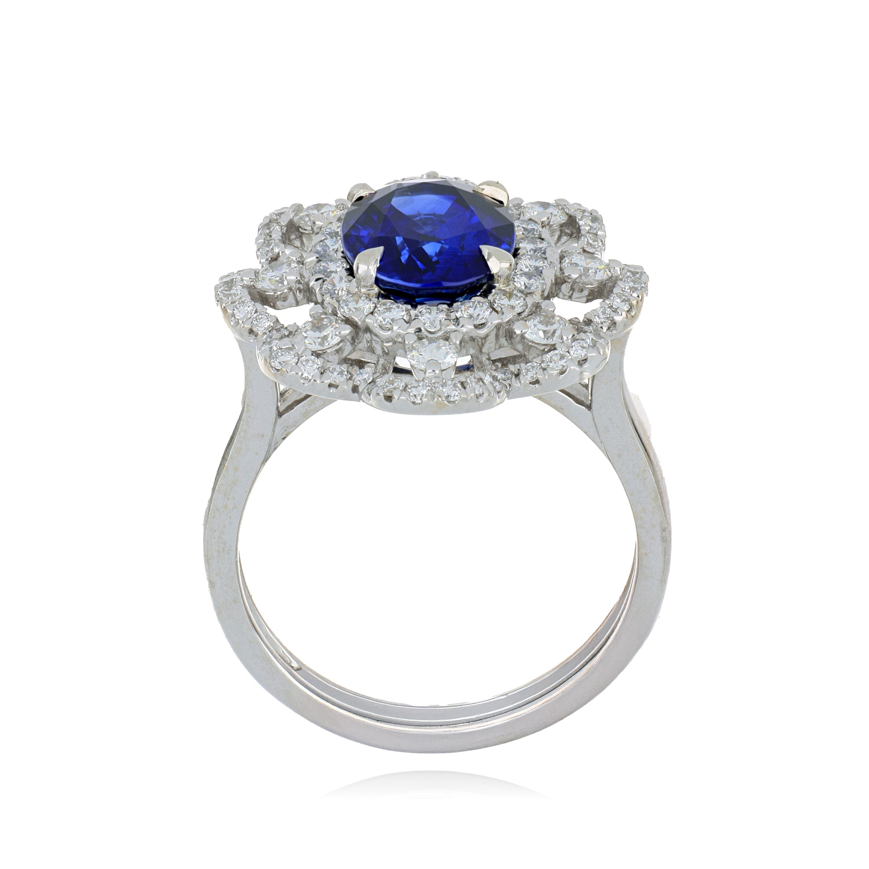 18k White Gold Sapphire and Diamond Ring