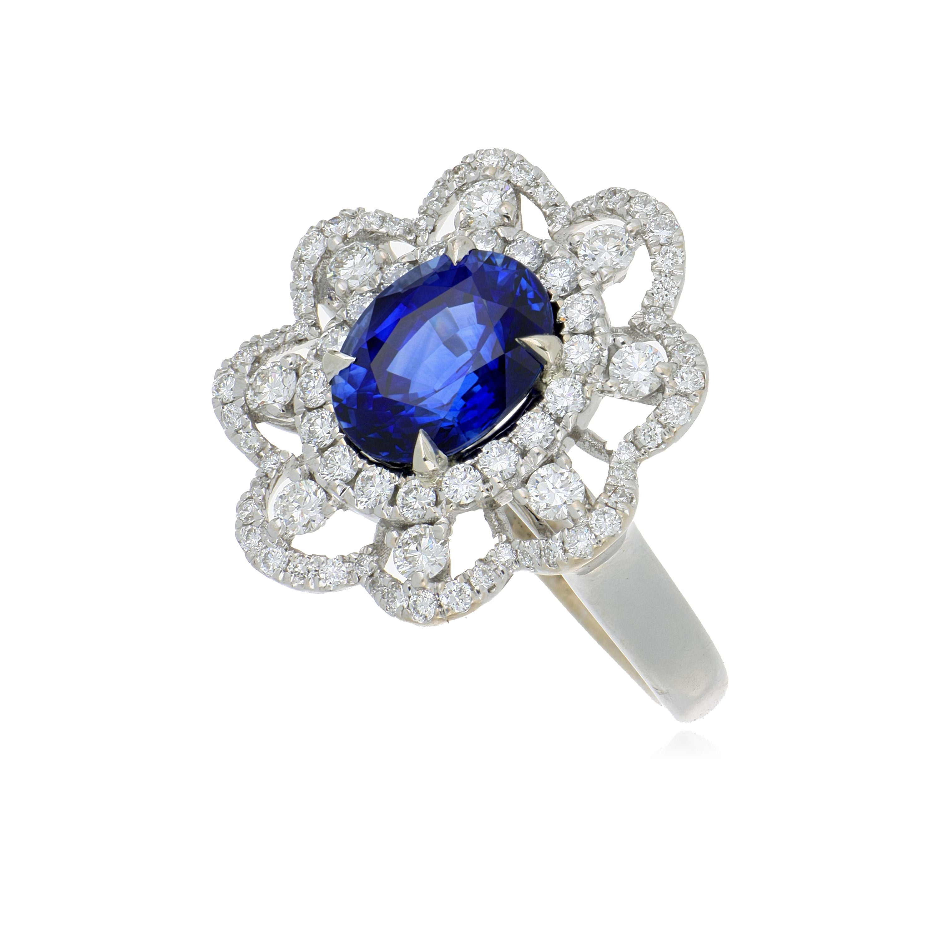 18k White Gold Sapphire and Diamond Ring