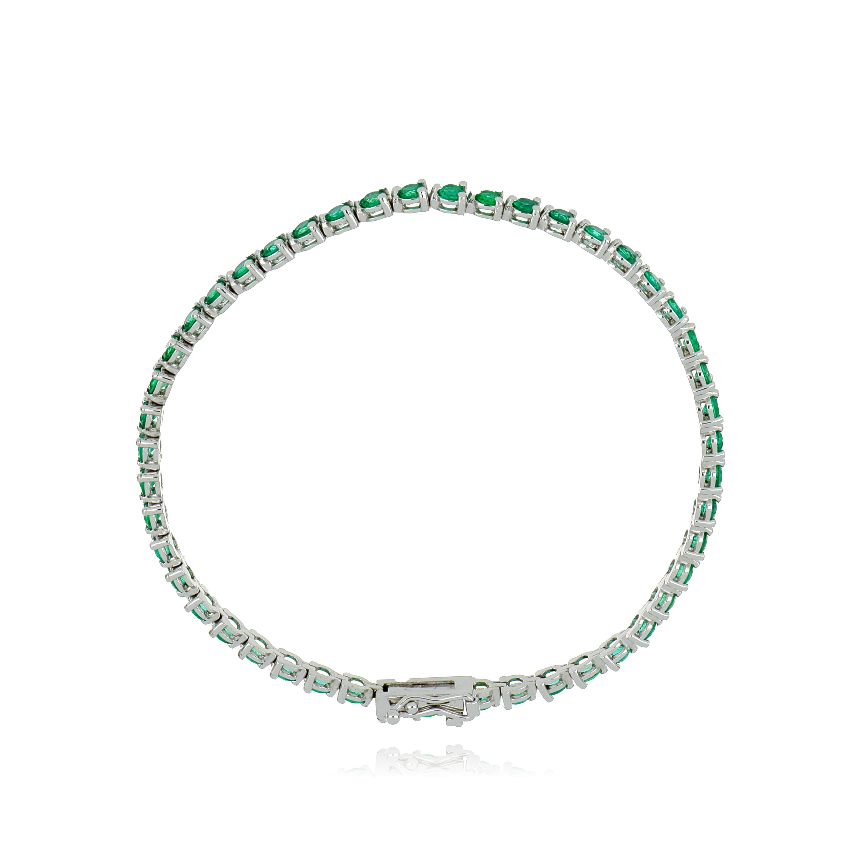 18k White Gold Emerald Tennis Bracelet