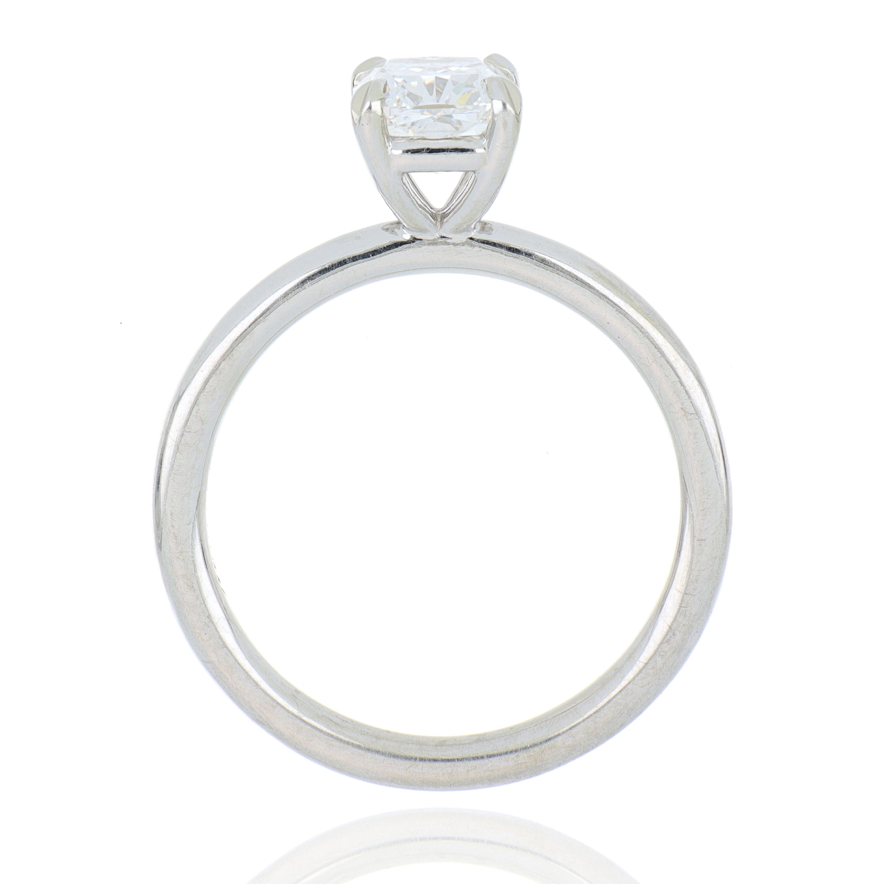 Simple 18k White Gold Cushion Solitaire Engagement Ring
