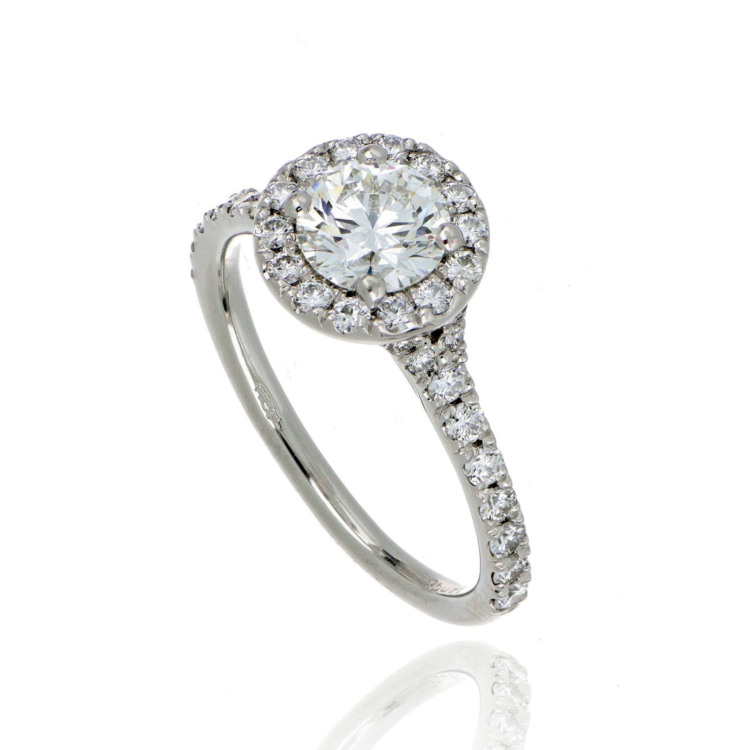 Platinum Transcend Hearts On Fire Diamond Halo Engagement Ring