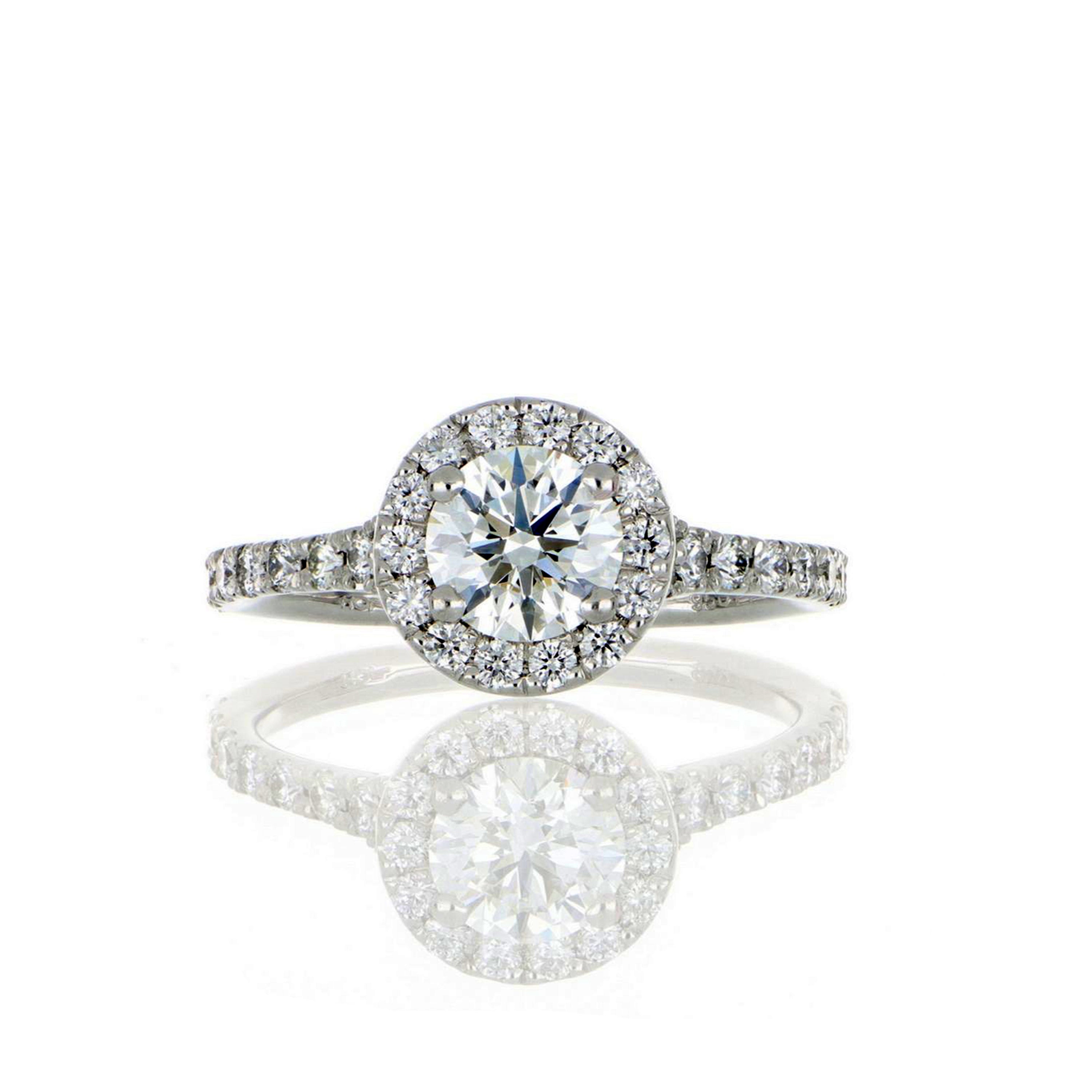 Platinum Transcend Hearts On Fire Diamond Halo Engagement Ring