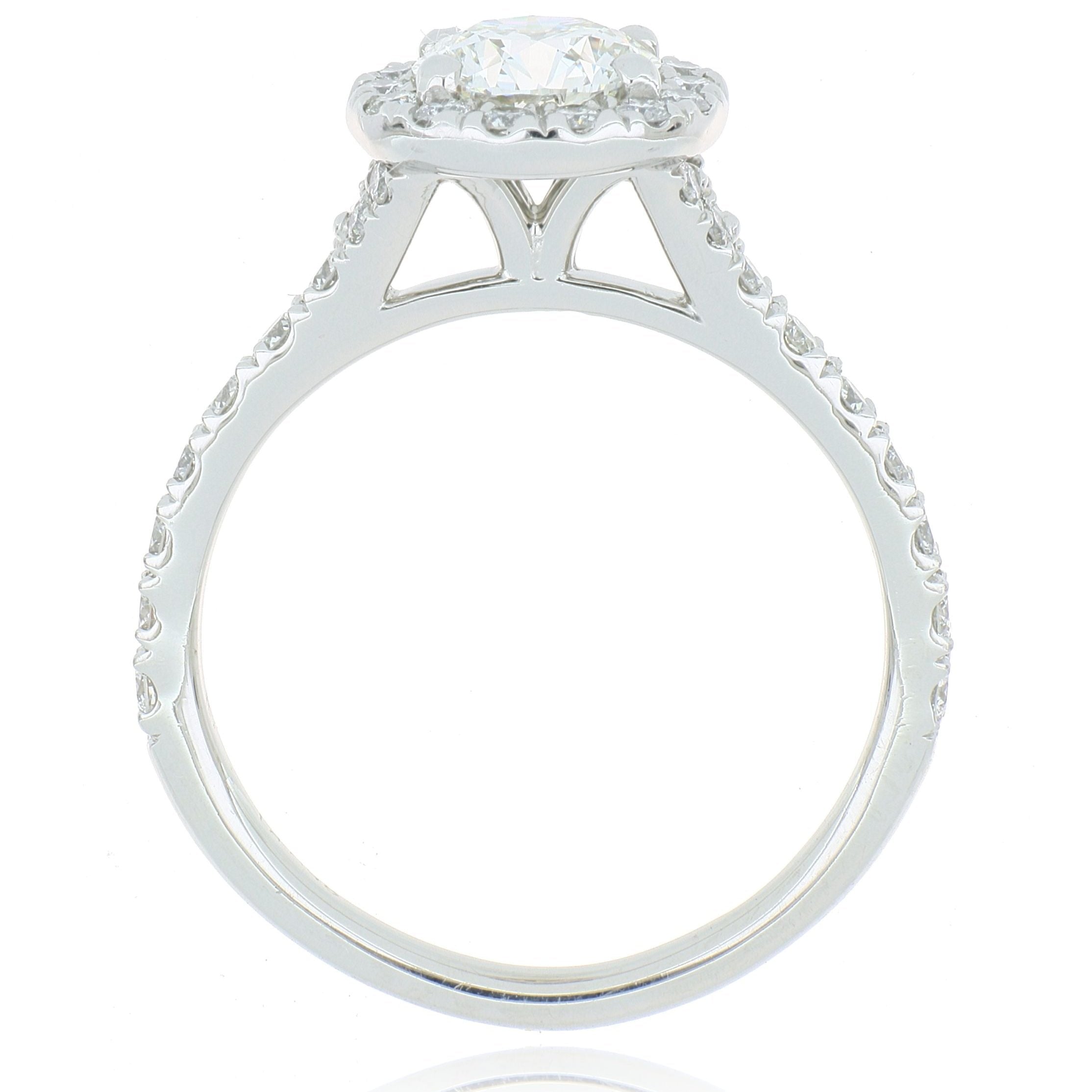 Platinum Transcend Hearts On Fire Diamond Halo Engagement Ring