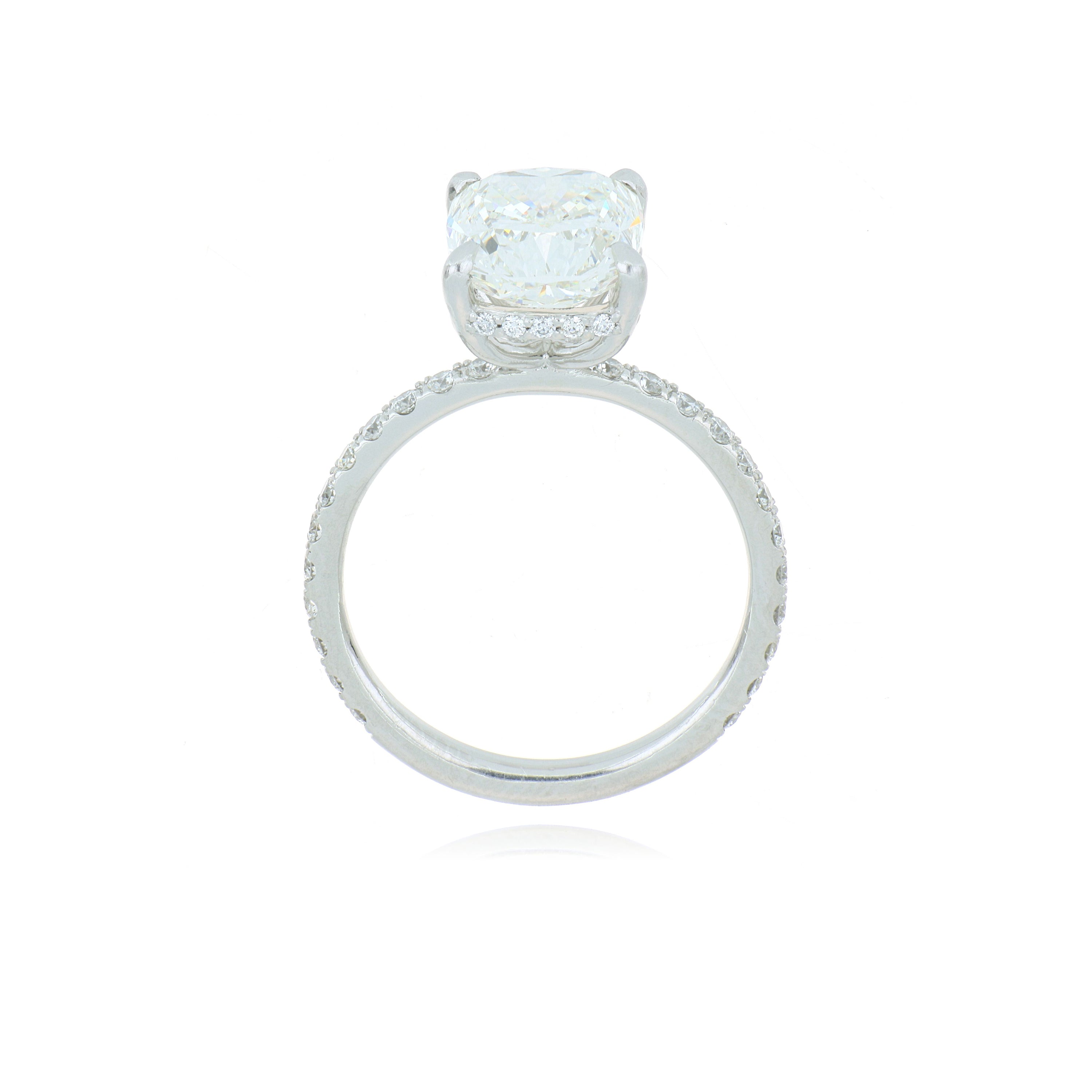 Platinum Cushion Shaped Diamond Engagement Ring - Charles Koll Jewelers