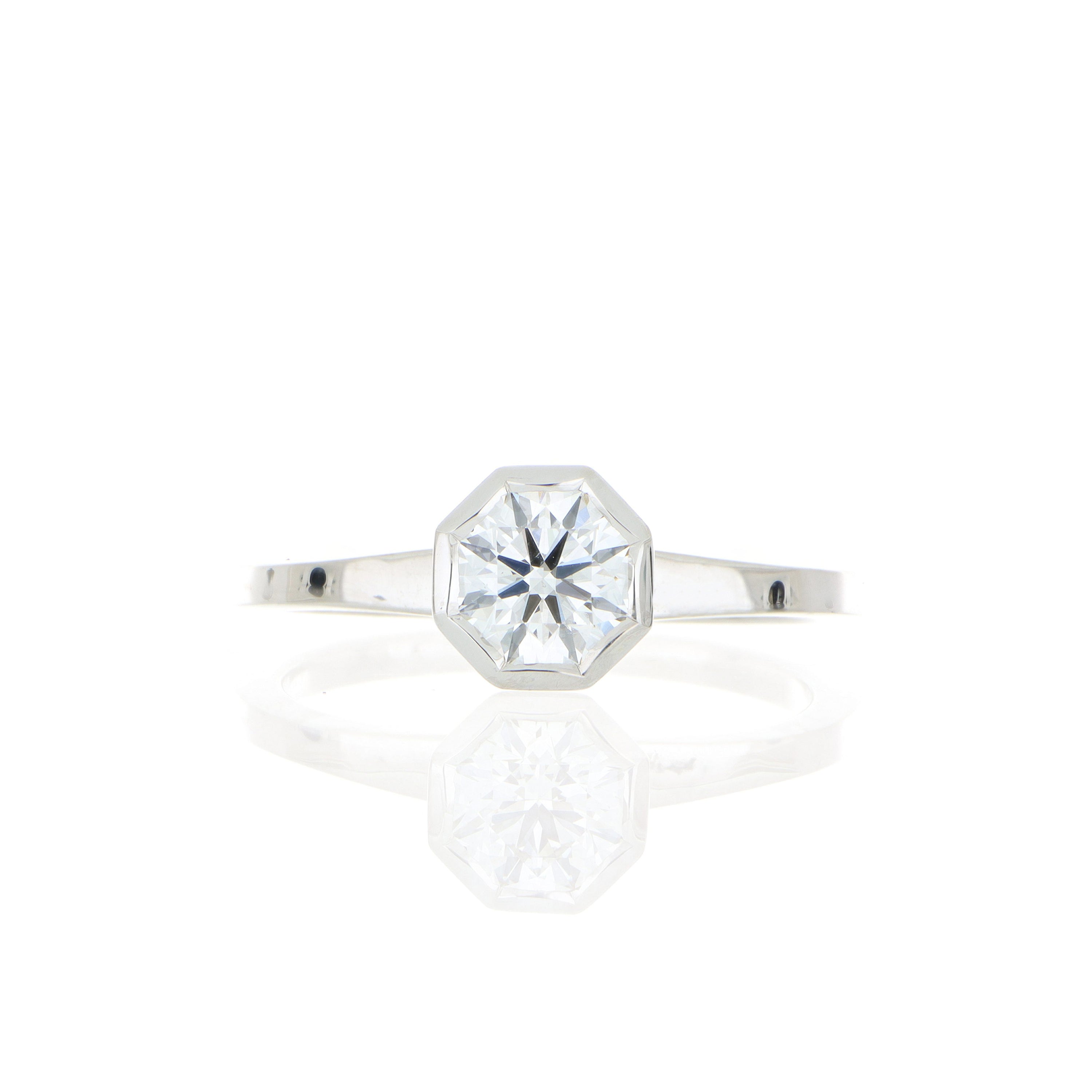 18k White Gold Bezel Set Diamond Solitaire Engagement Ring - Charles Koll Jewelers