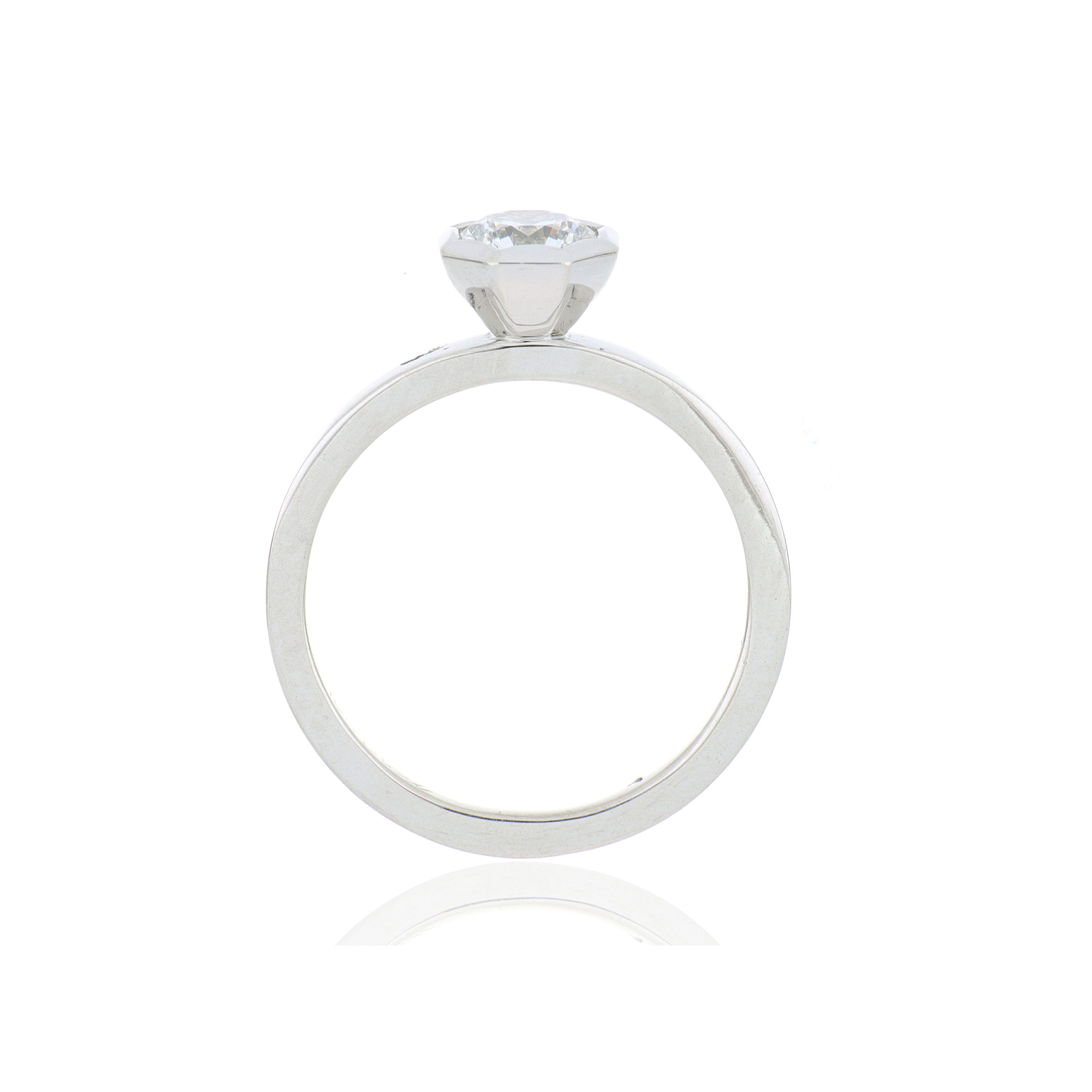 18k White Gold Bezel Set Diamond Solitaire Engagement Ring - Charles Koll Jewelers