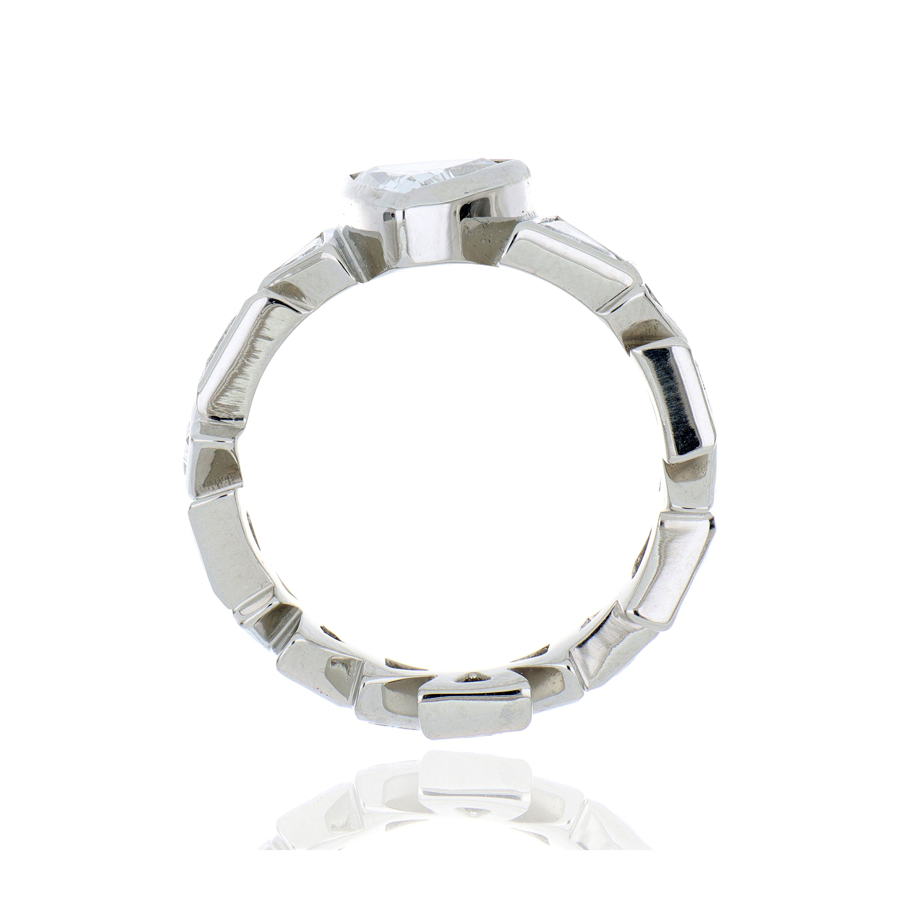 Platinum Scattered Triangle Shaped Diamond Eternity Engagement Ring