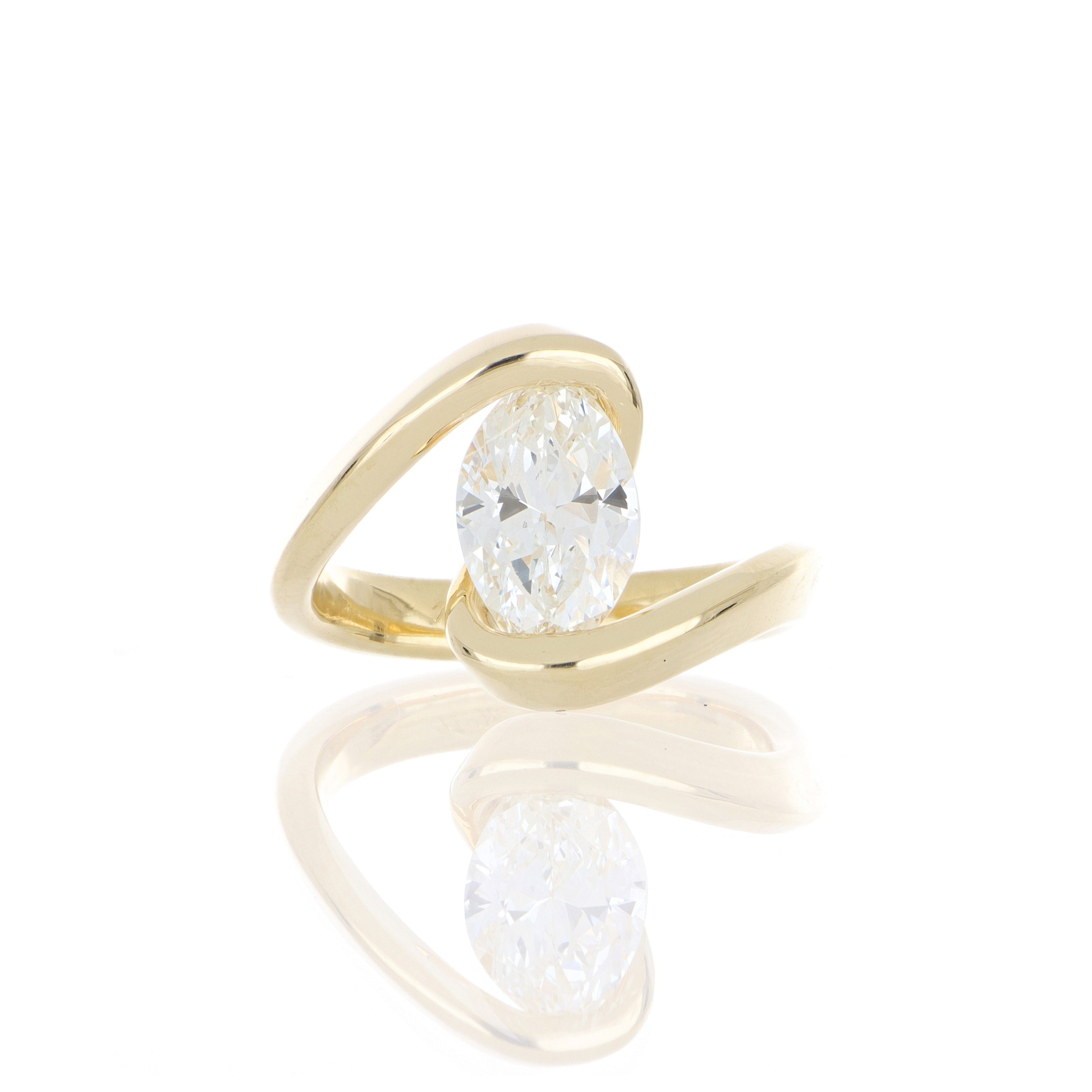 18k Yellow Gold Custom  Marquise Solitaire Engagement Ring