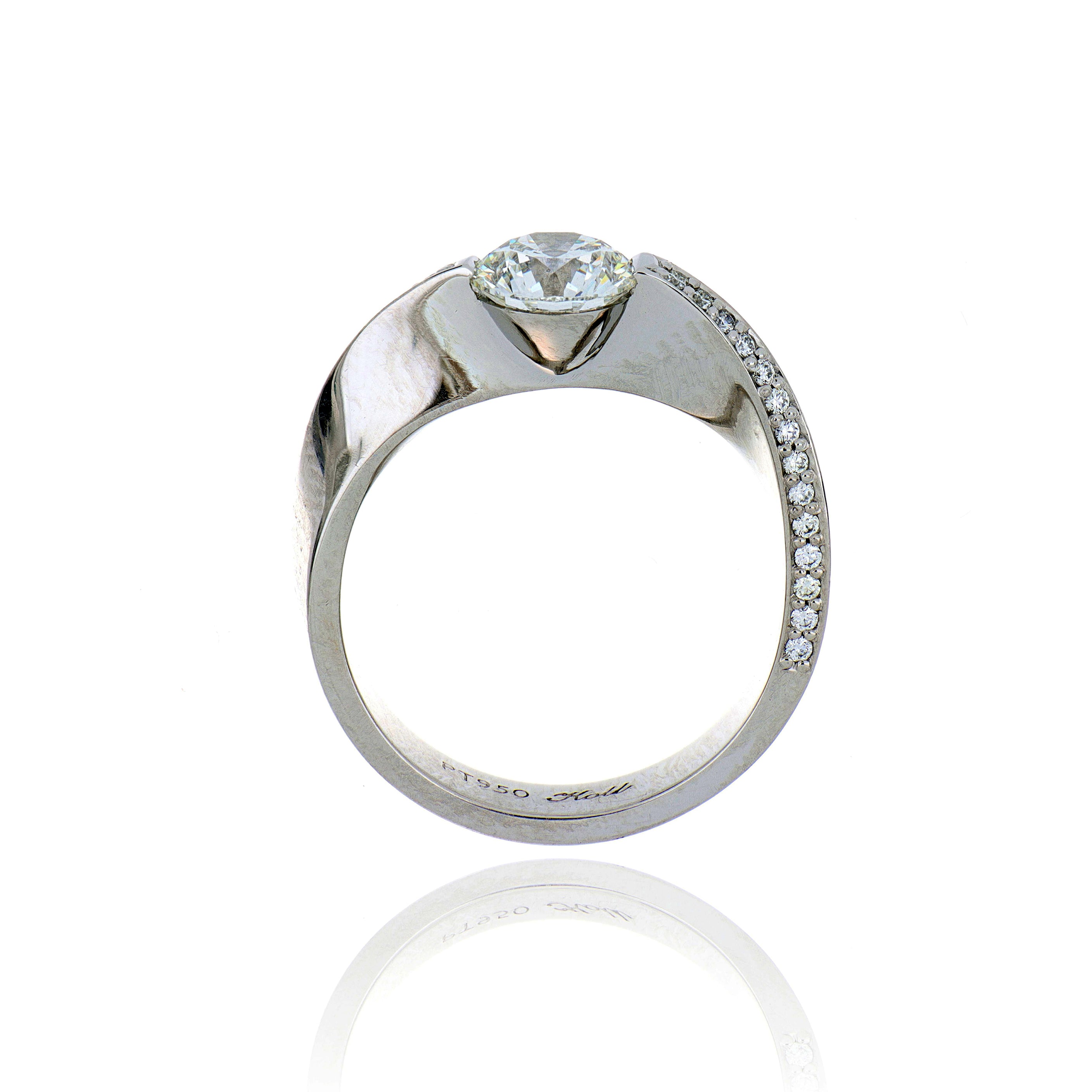 Custom Platinum Mobius Diamond Engagement Ring