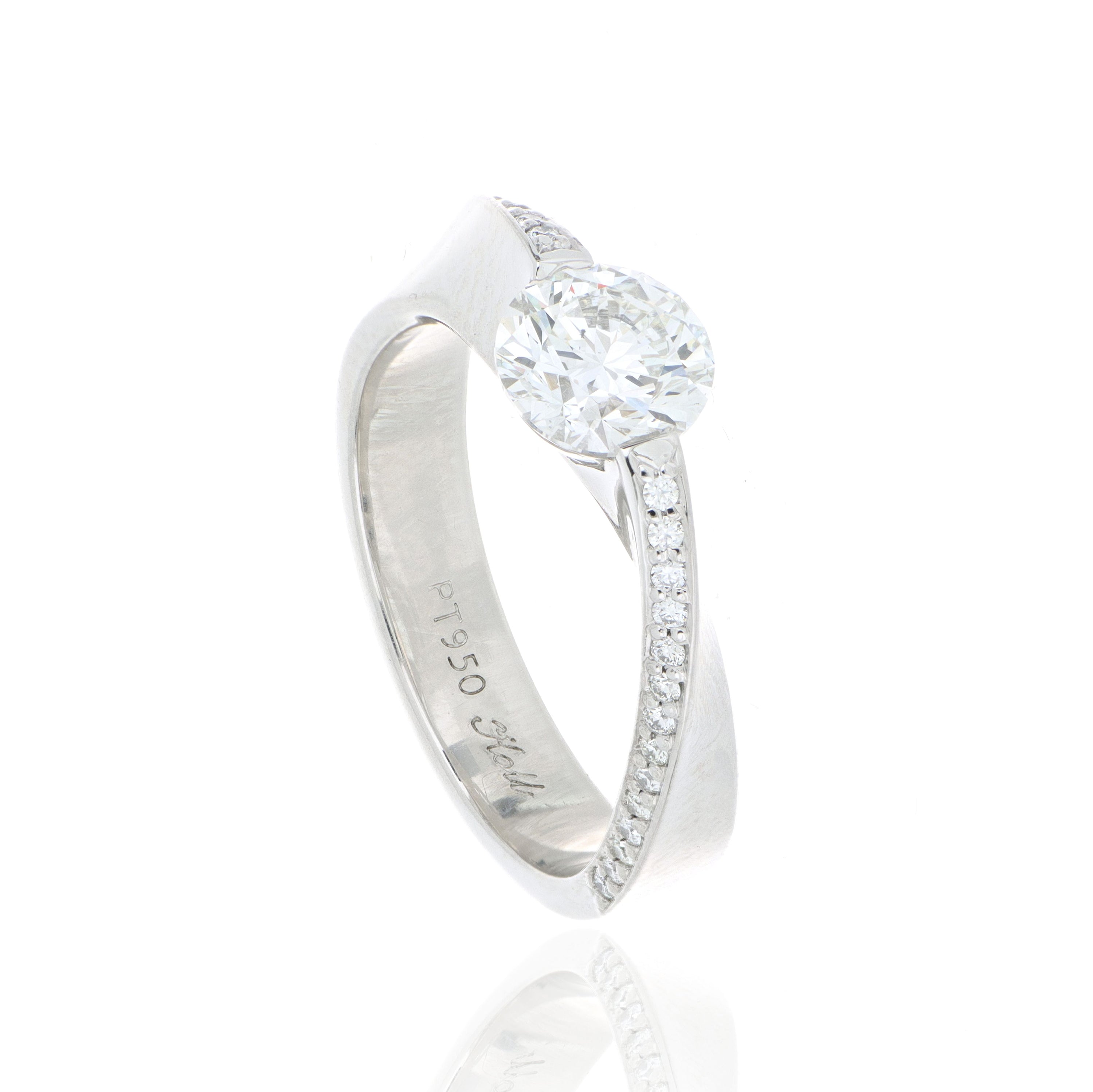 Custom Platinum Mobius Diamond Engagement Ring