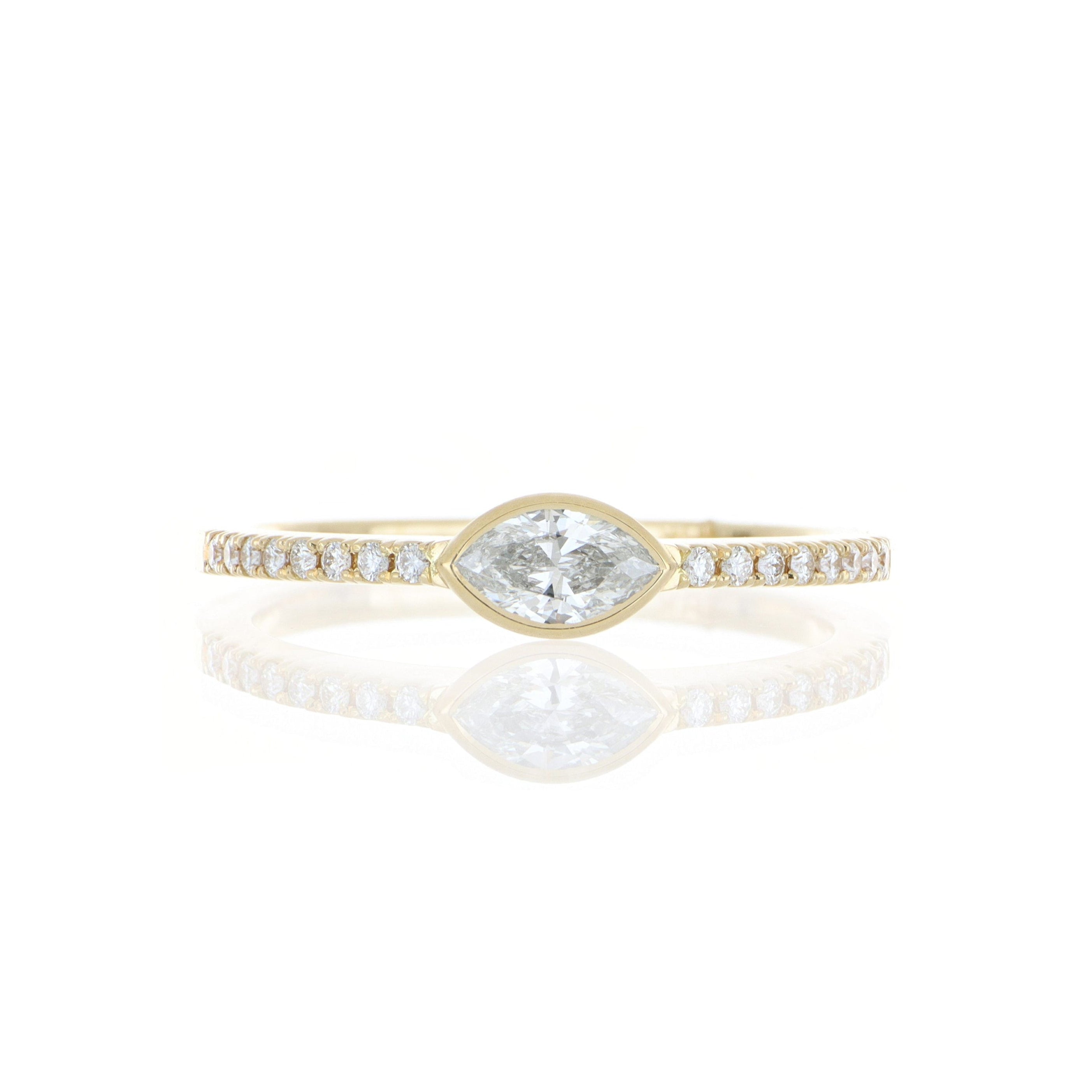 18k Yellow Gold Marquise Shaped Diamond Ring - Charles Koll Jewelers