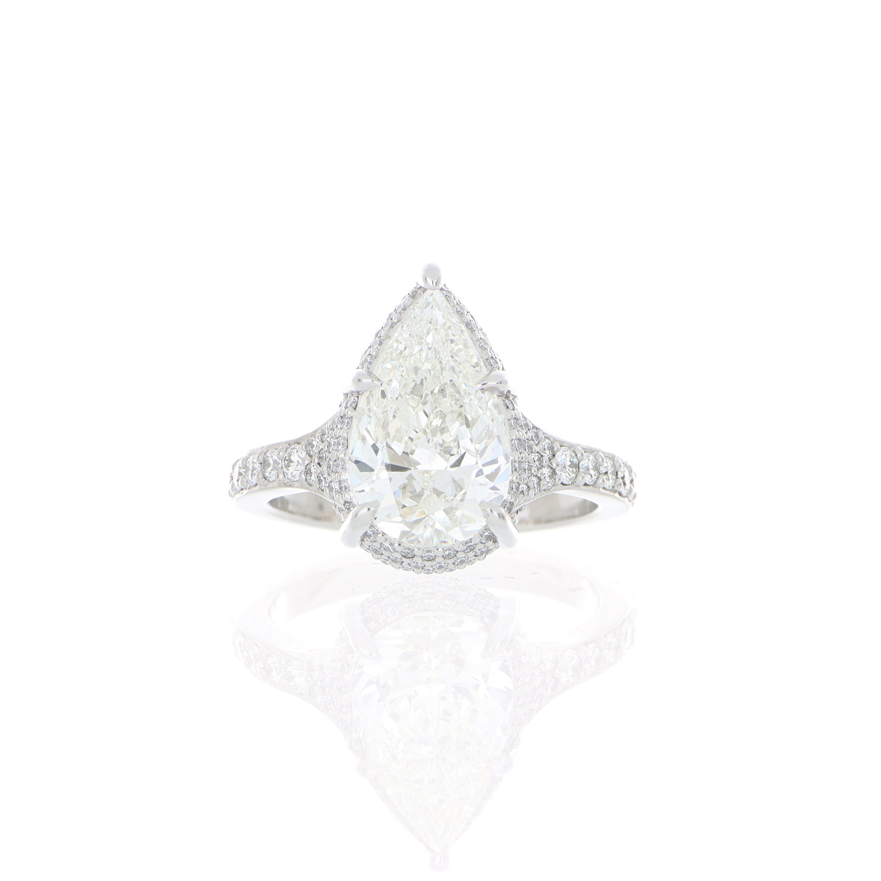 Platinum Pear Shaped Diamond Engagement Ring - Charles Koll Jewelers