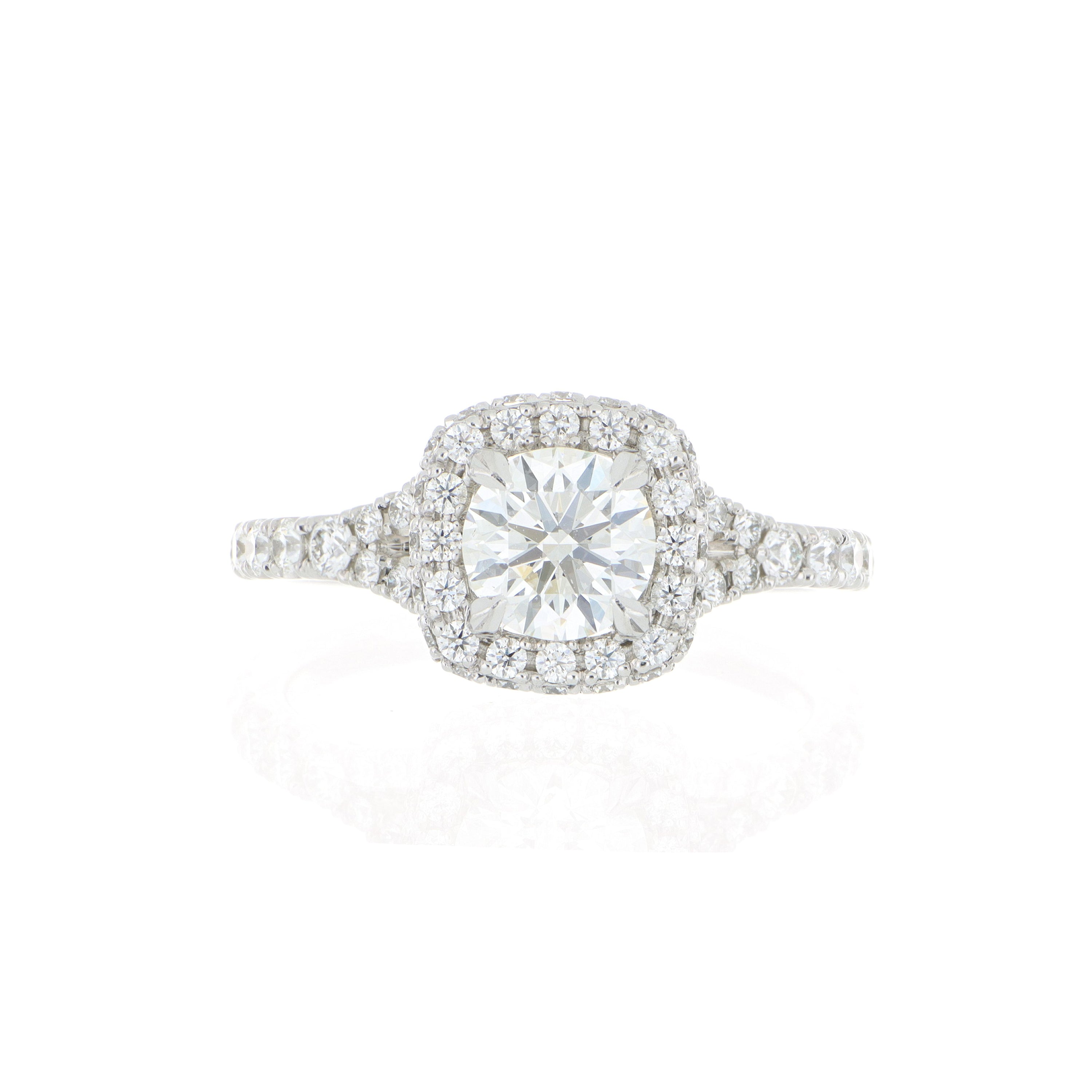 Platinum Diamond Halo Engagement Ring - Charles Koll Jewelers
