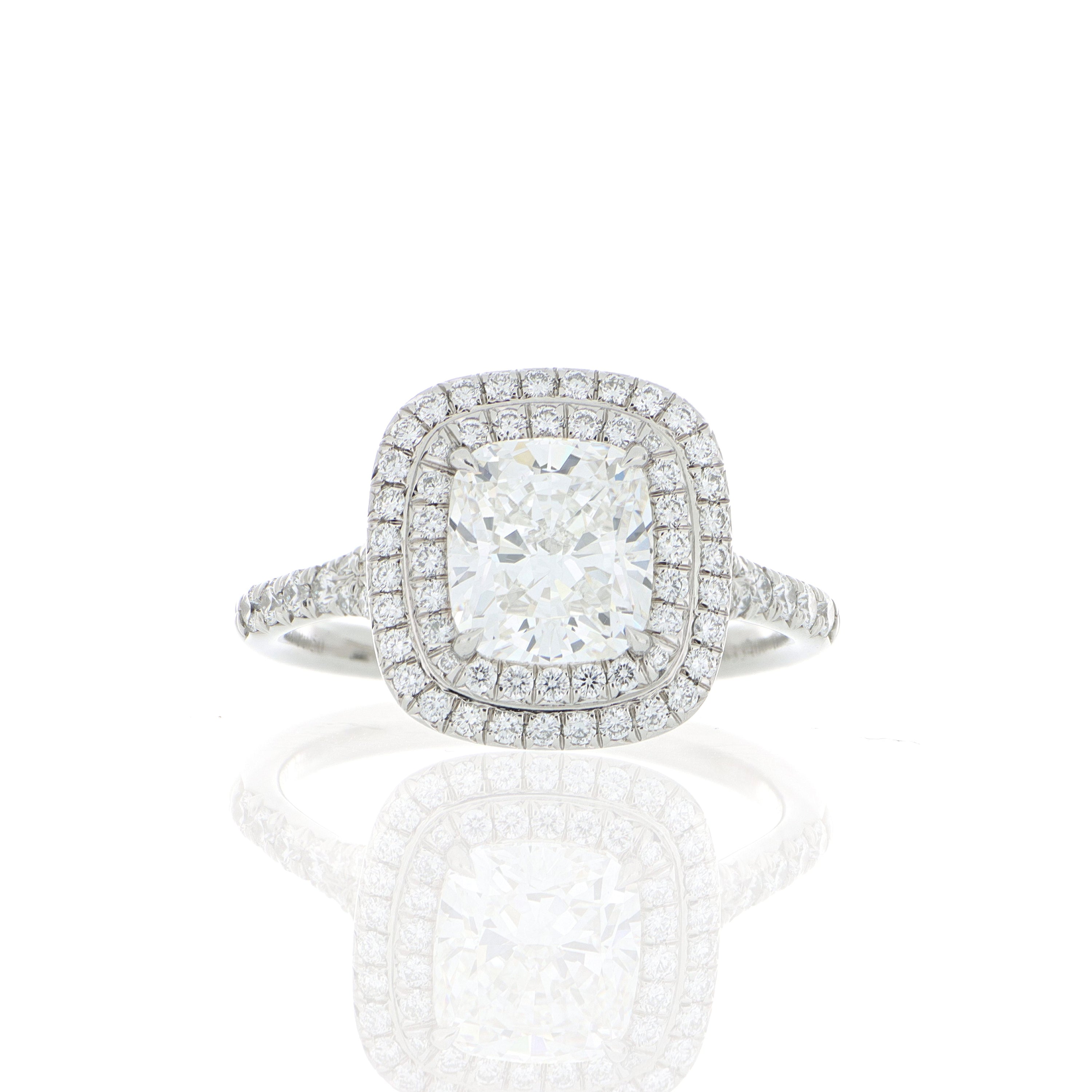 Tiffany & Co. Soleste Platinum Cushion Halo Engagement Ring