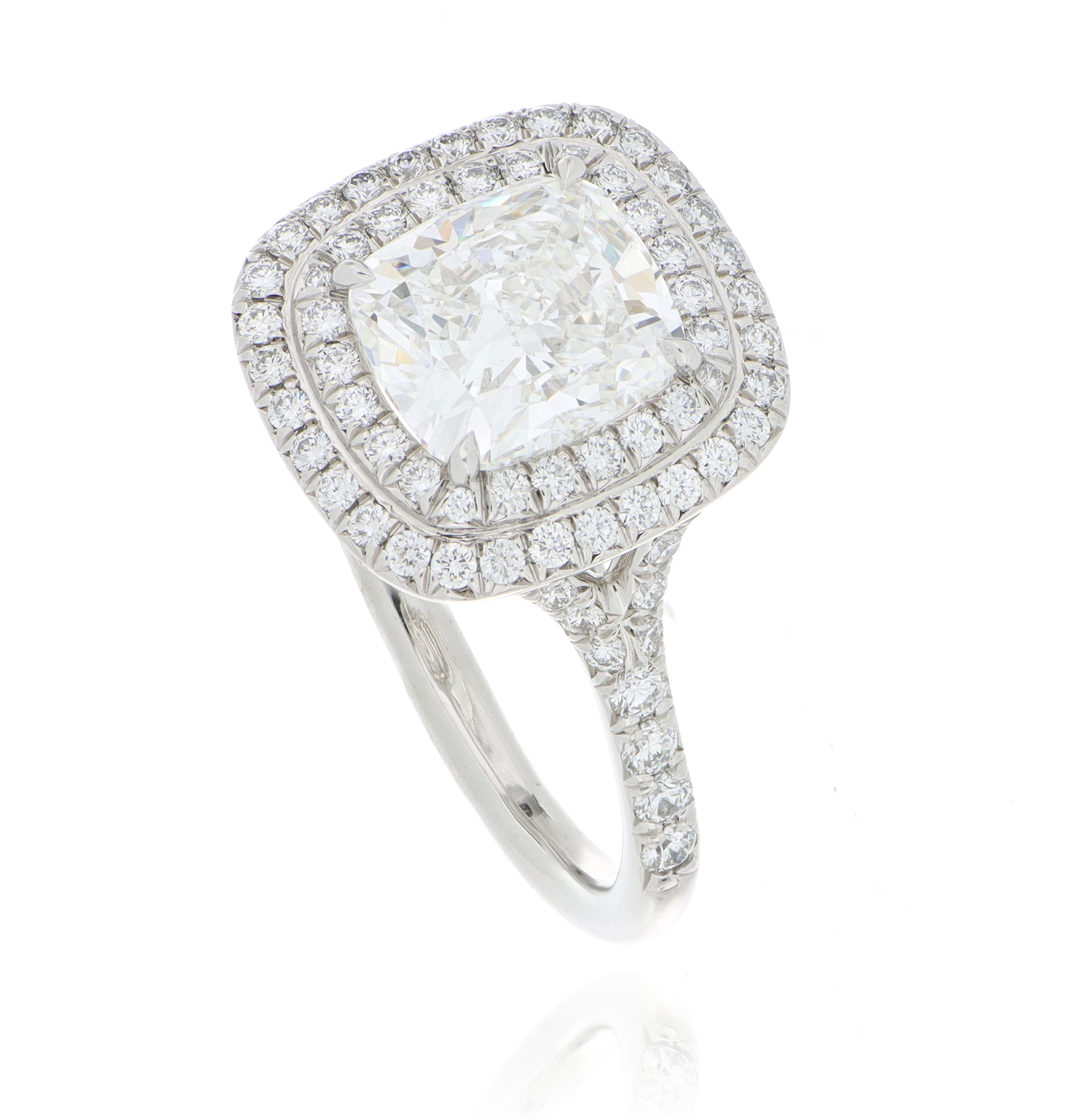 Tiffany & Co. Soleste Platinum Cushion Halo Engagement Ring
