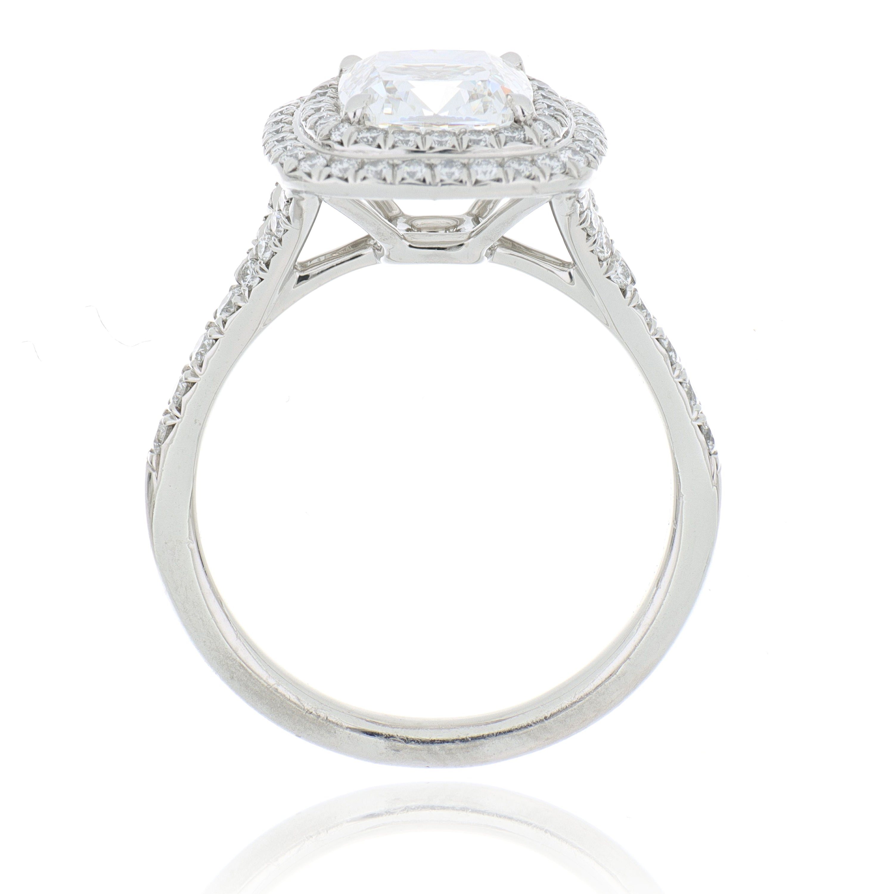 Tiffany & Co. Soleste Platinum Cushion Halo Engagement Ring