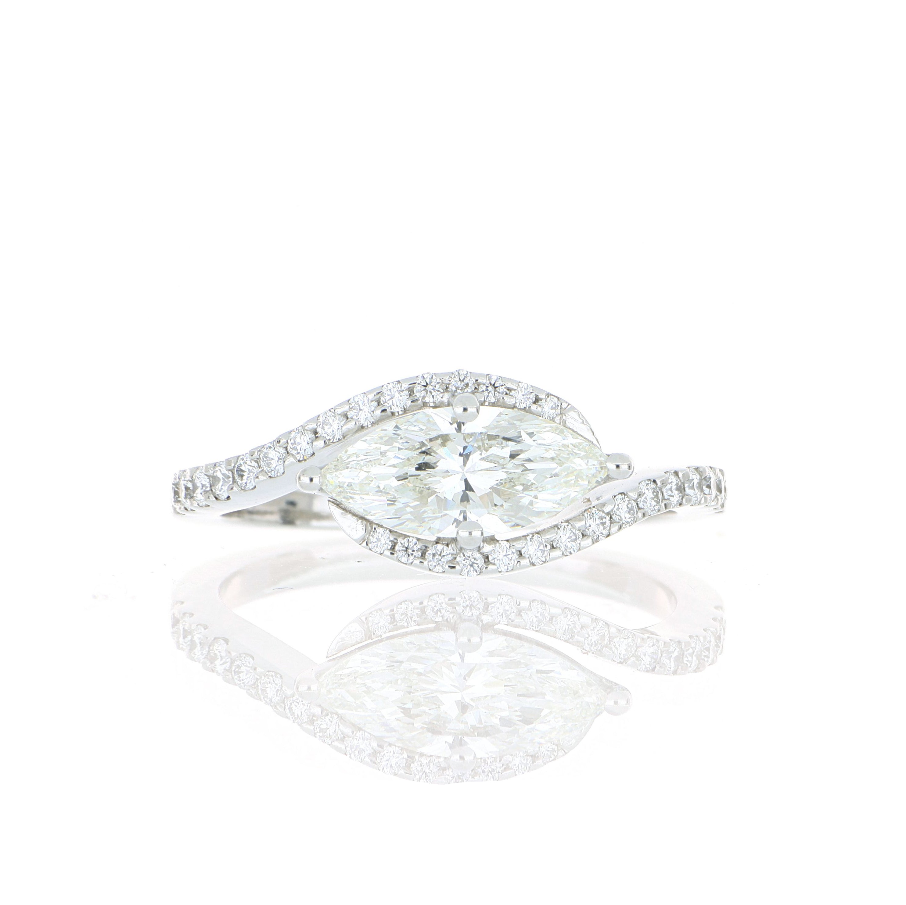 Platinum Marquise Bypass Diamond Engagement Ring - Charles Koll Jewelers