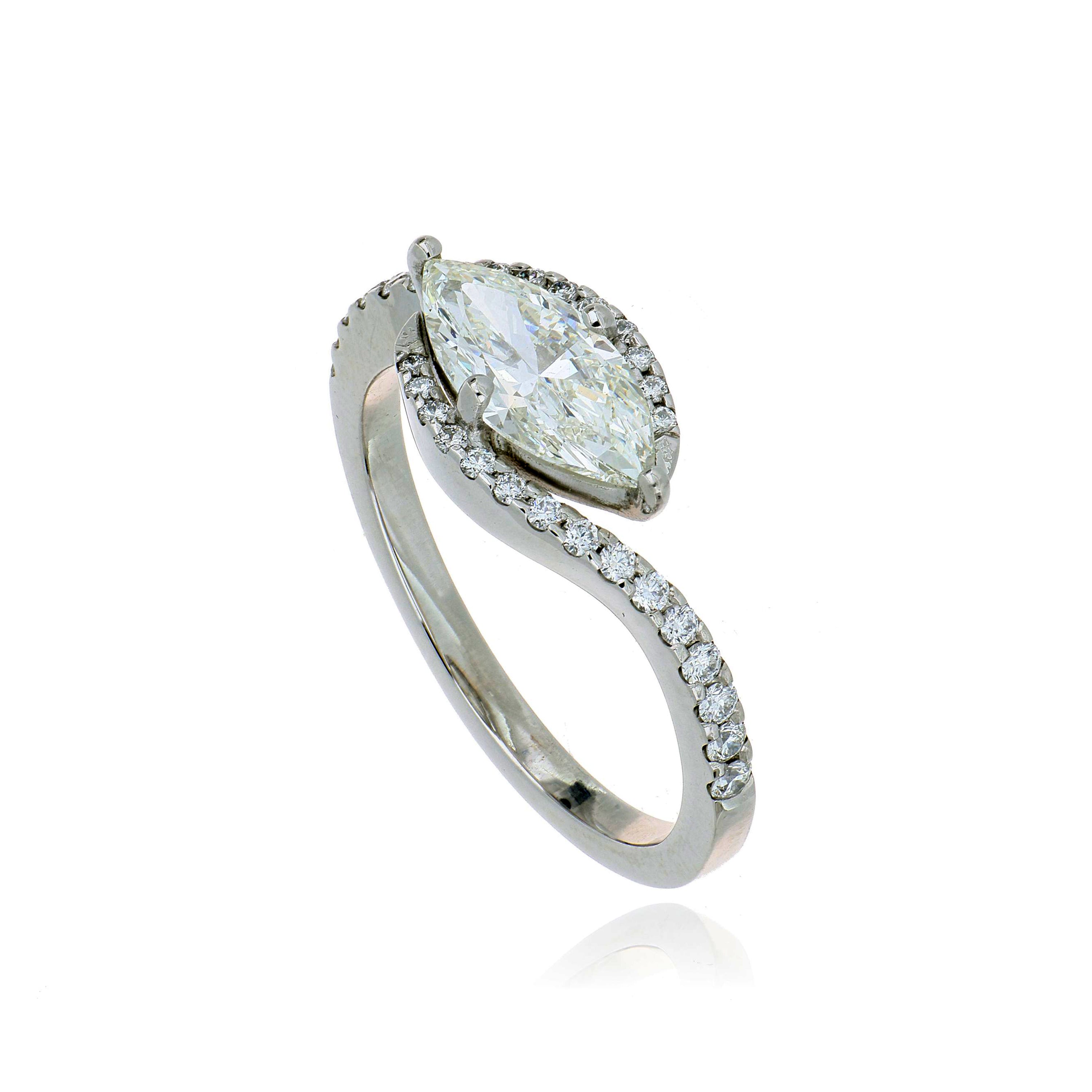 Platinum Marquise Bypass Diamond Engagement Ring