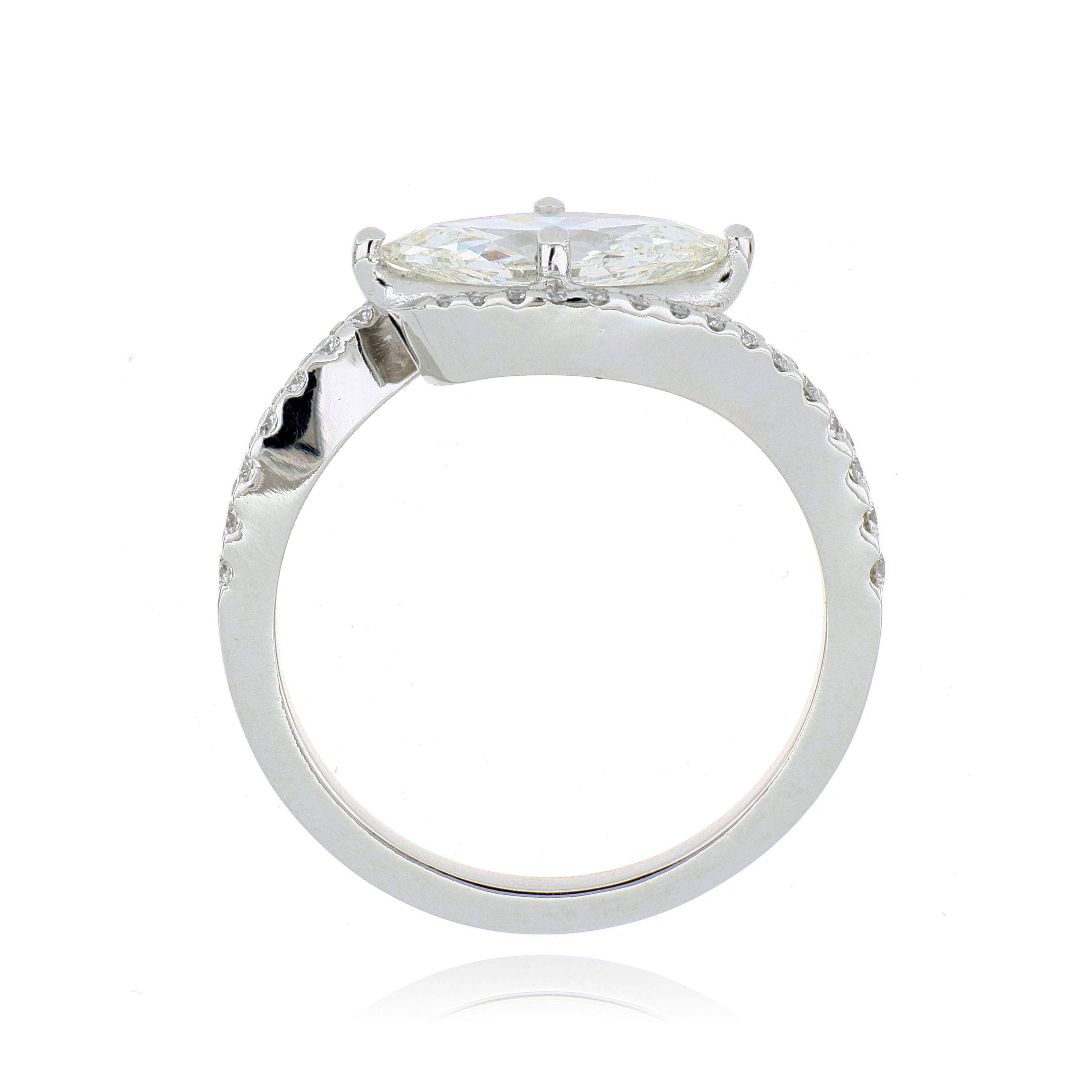 Platinum Marquise Bypass Diamond Engagement Ring