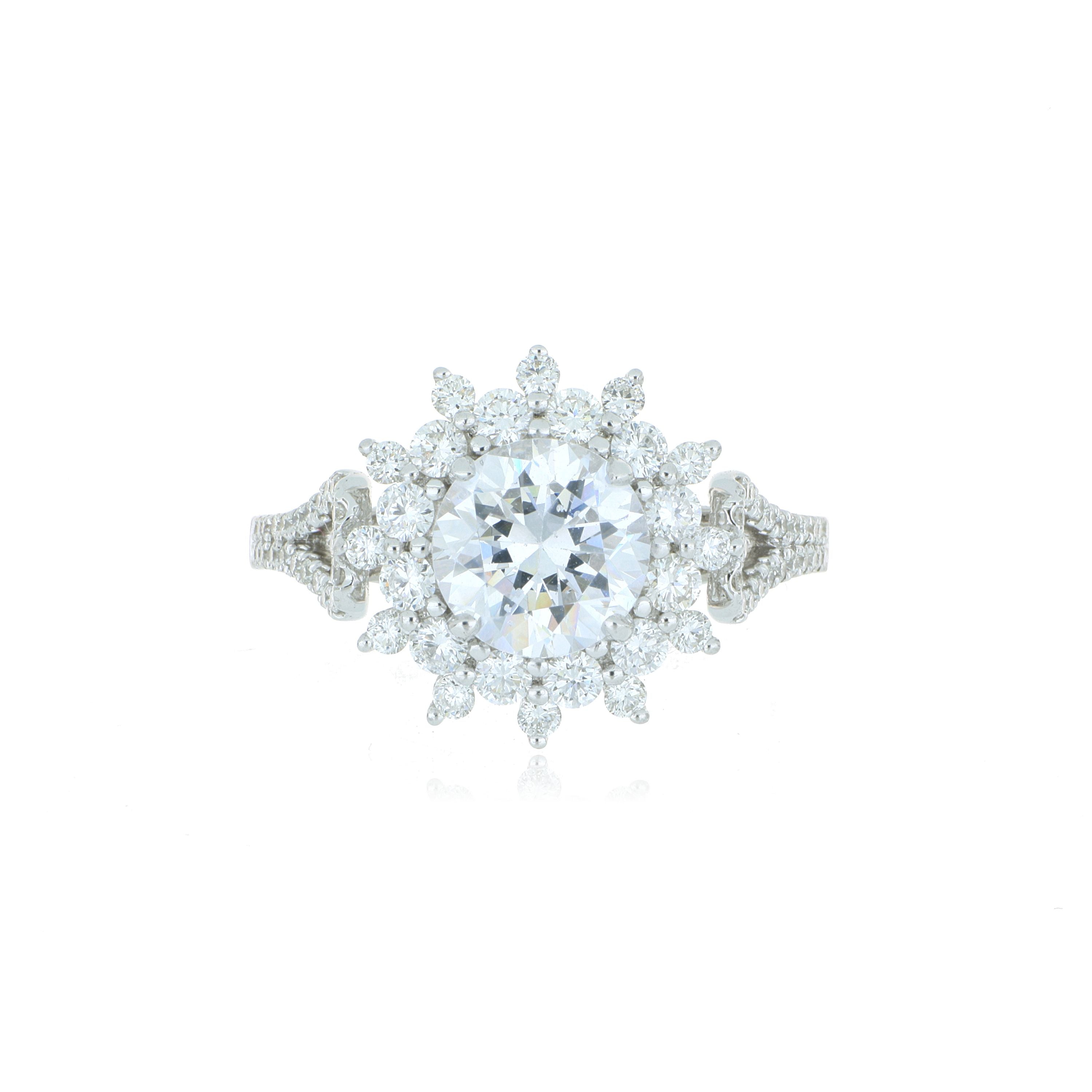 18k White Gold Diamond Accented Semi-Mount Engagement Ring