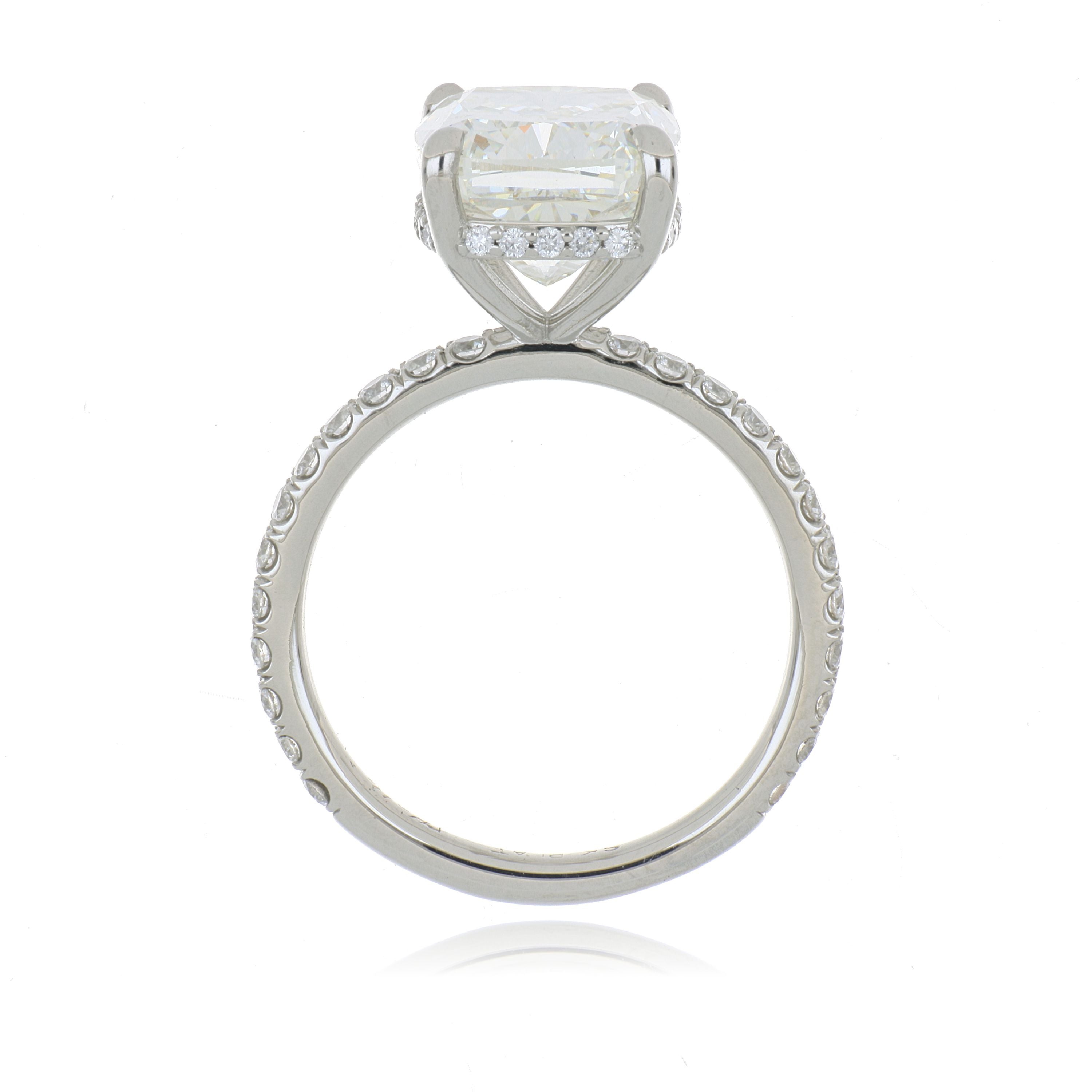 Platinum Cushion Shaped Diamond Engagement Ring