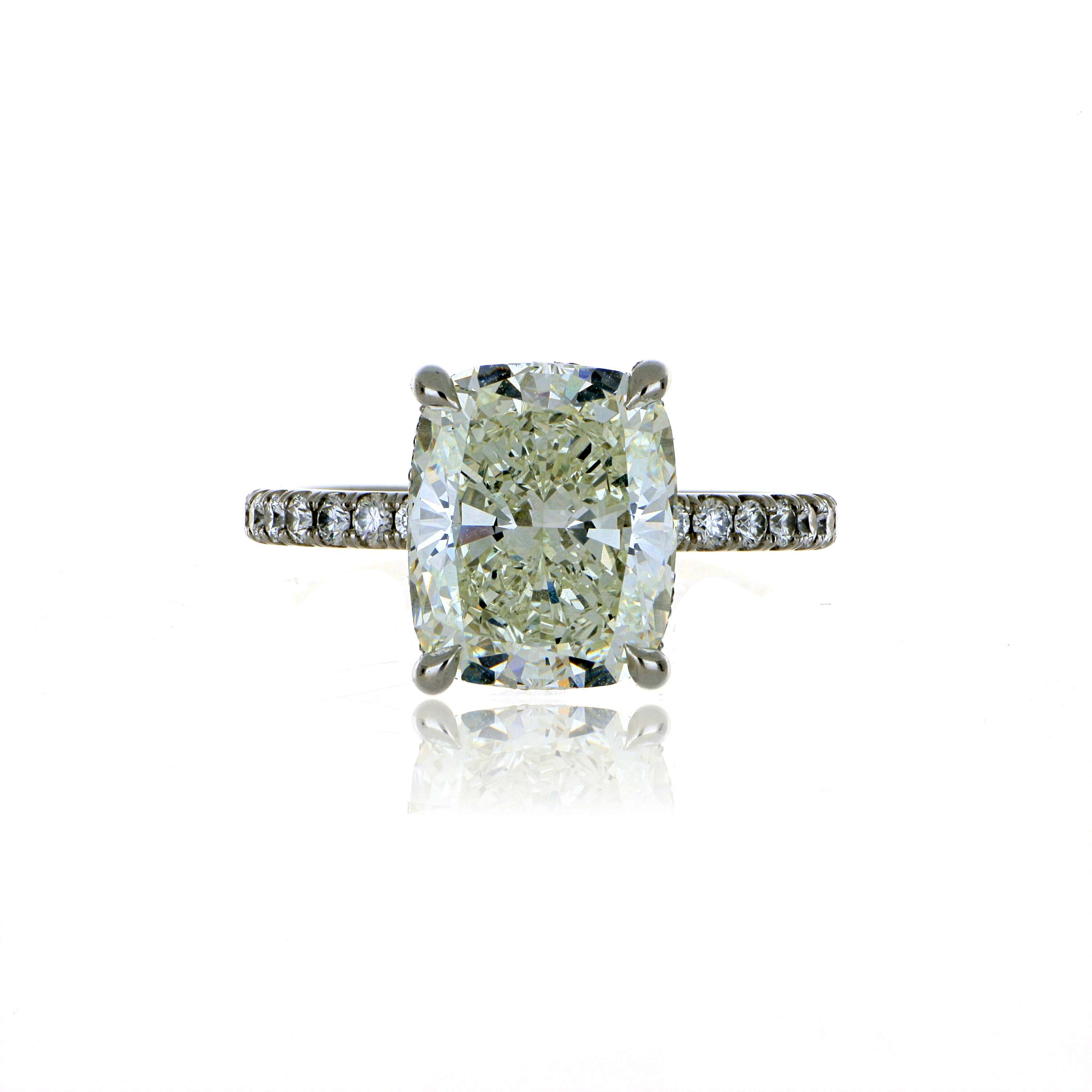 Platinum Cushion Shaped Diamond Engagement Ring