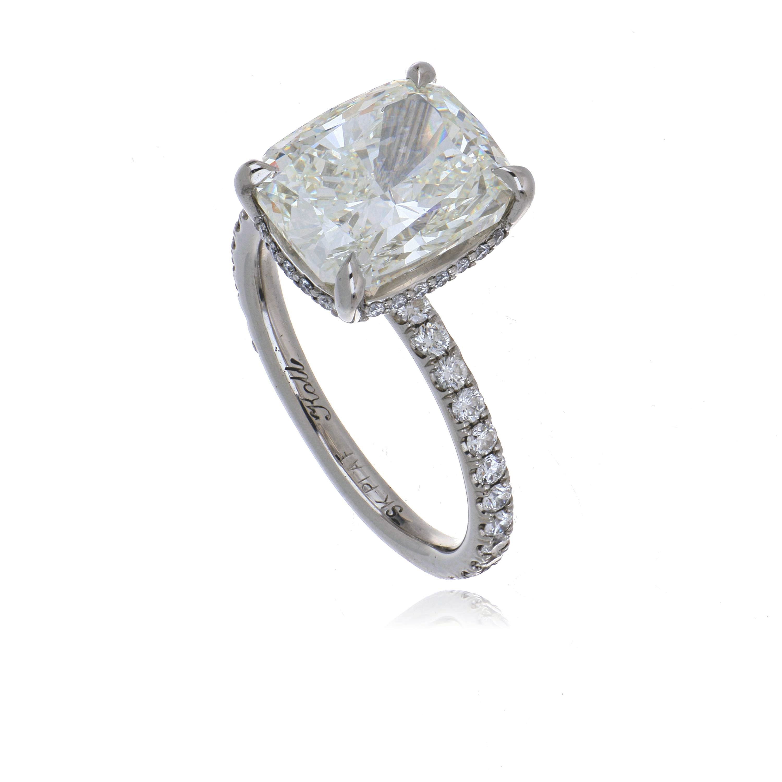 Platinum Cushion Shaped Diamond Engagement Ring - Charles Koll Jewelers