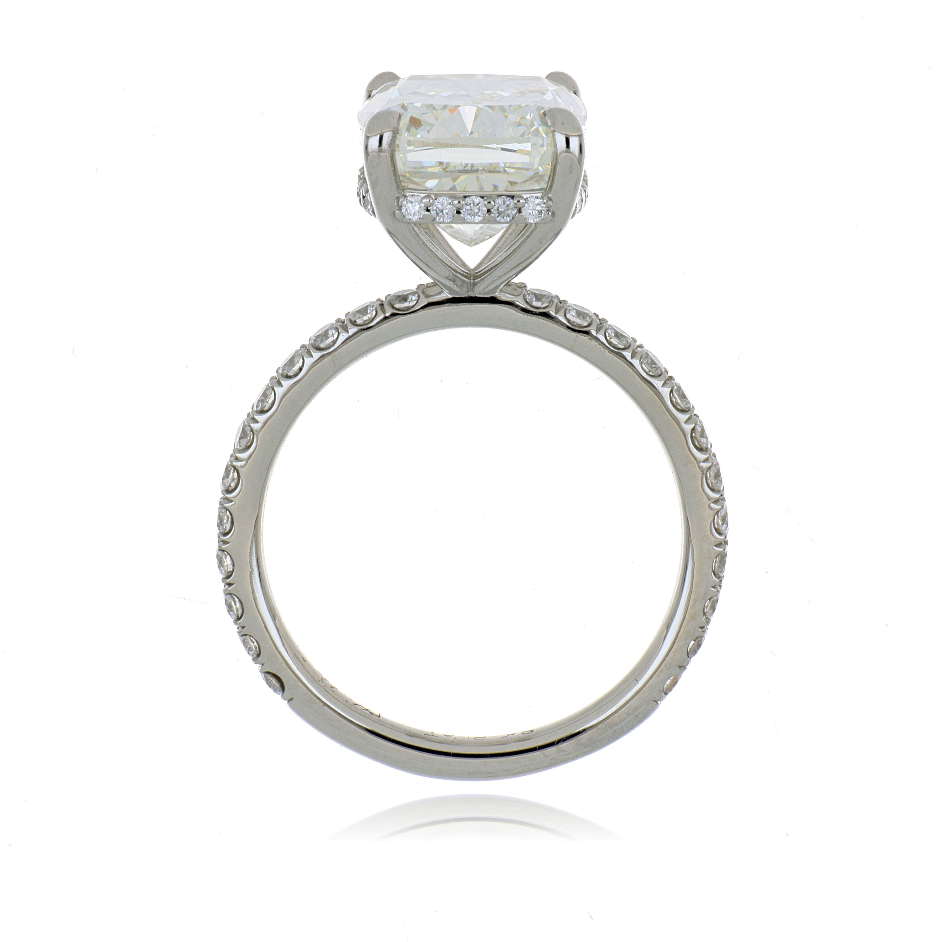 Platinum Cushion Shaped Diamond Engagement Ring