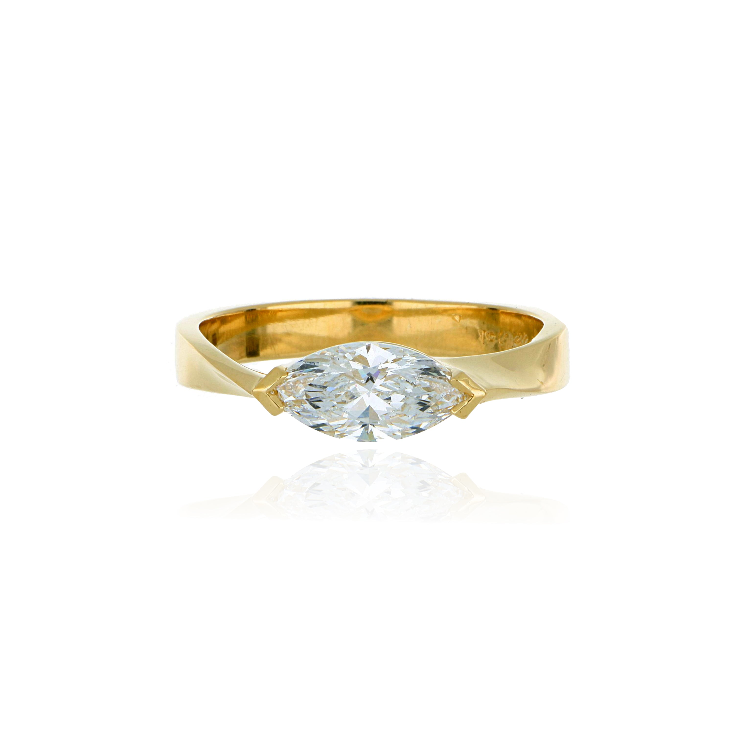 18k Yellow Gold Diamond Mobius Engagement Ring