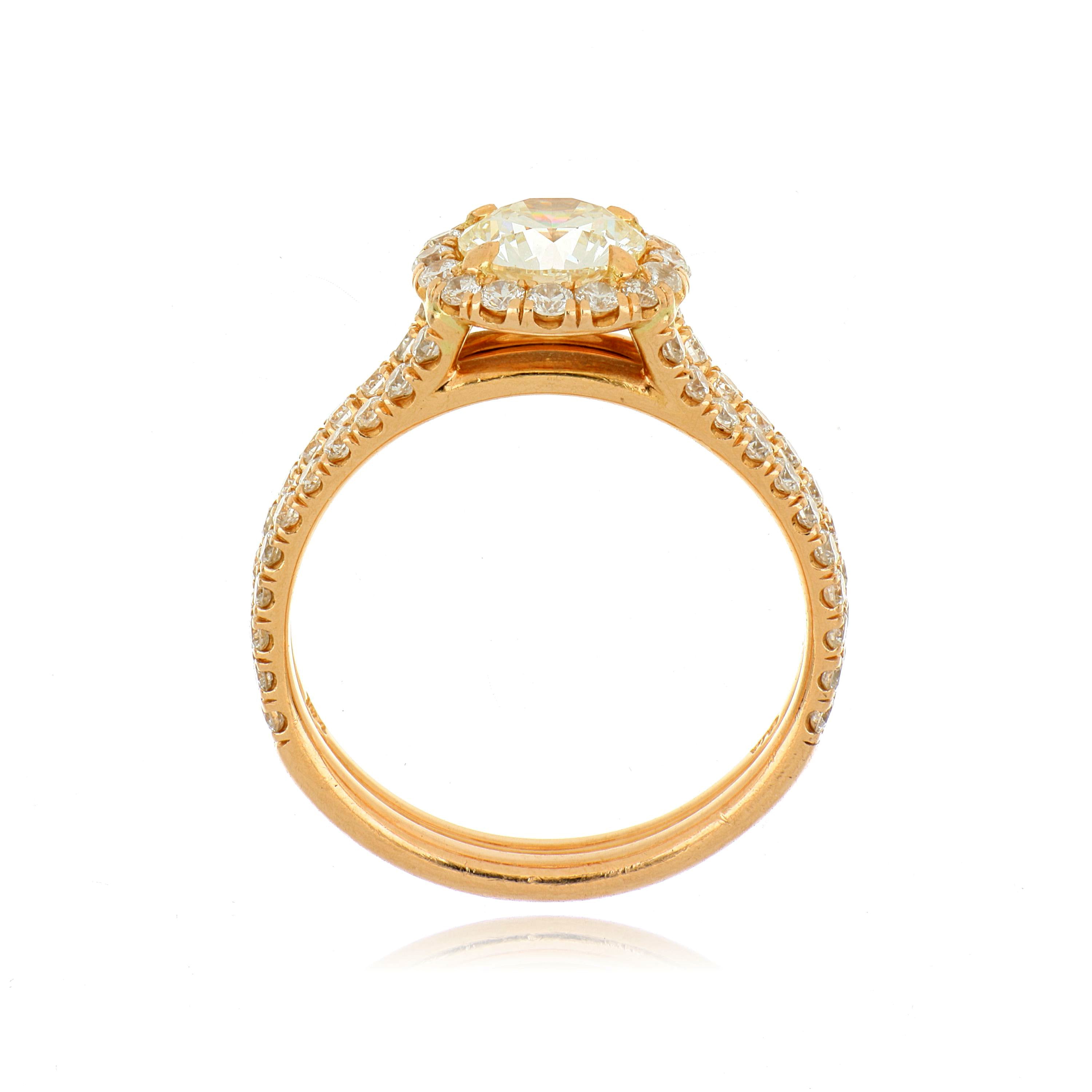 14k Rose Gold Diamond Halo Engagement Ring