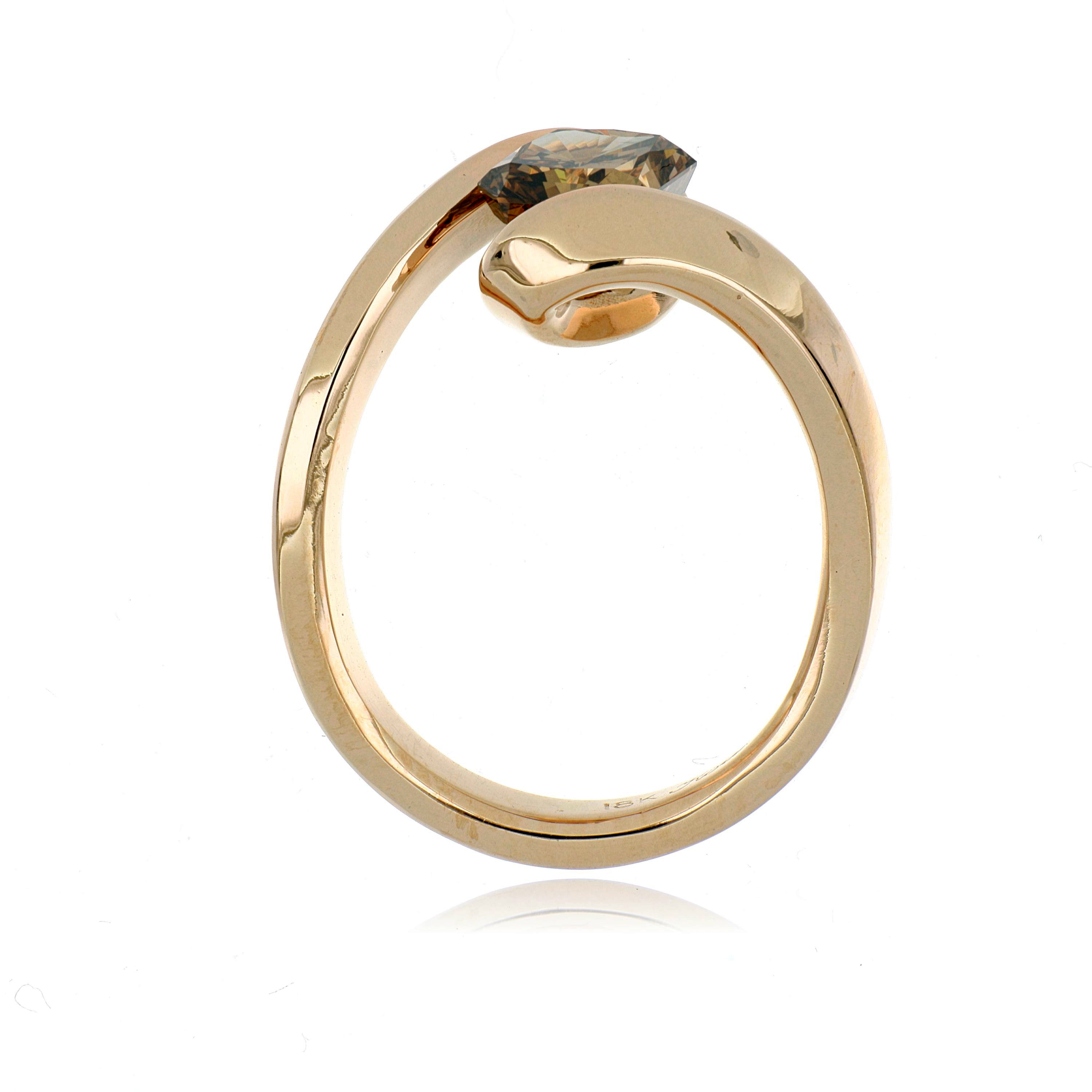 18k Brown Gold Radiant Diamond Engagement Ring - Charles Koll Jewelers