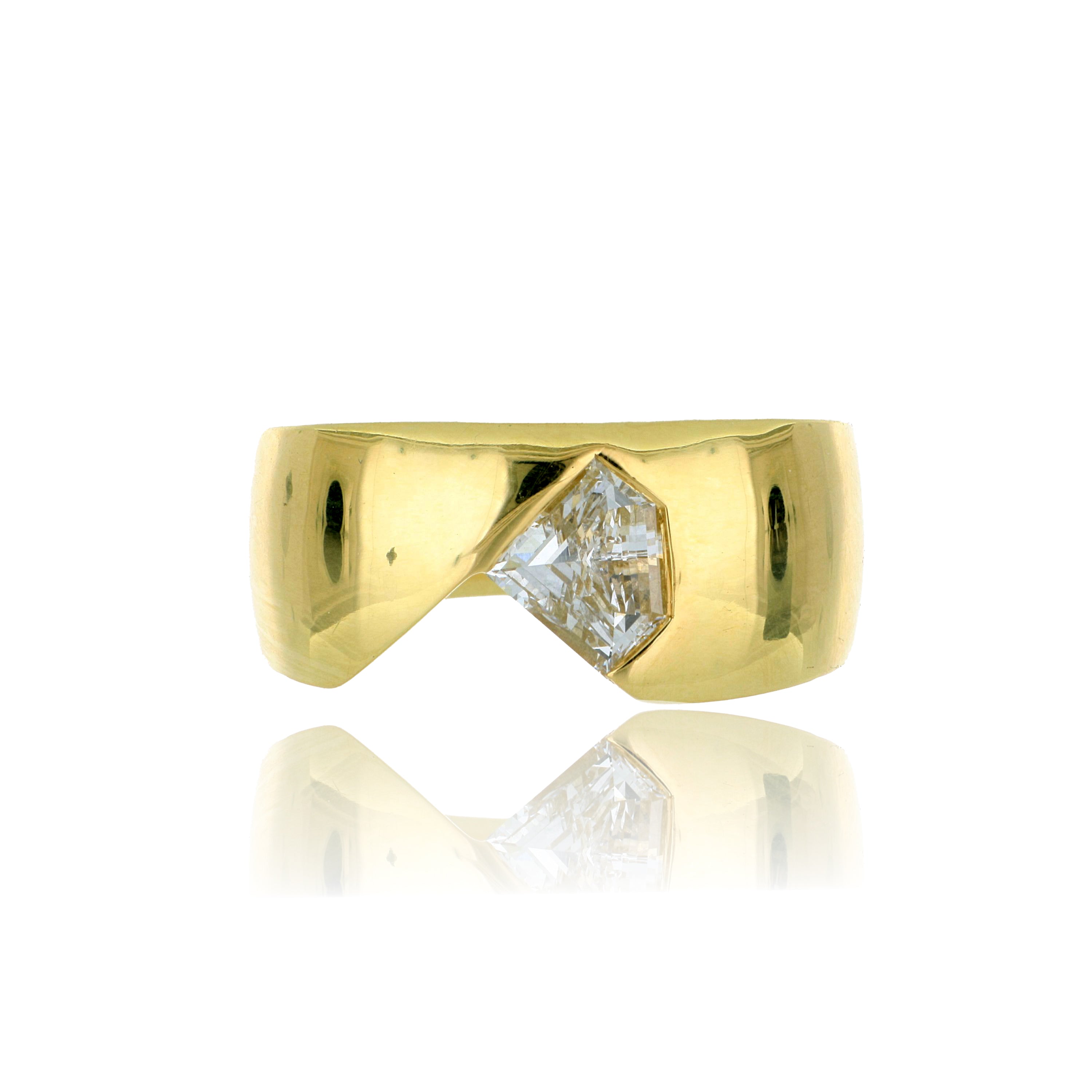 18k Yellow Gold Open Engagement Ring - Charles Koll Jewelers