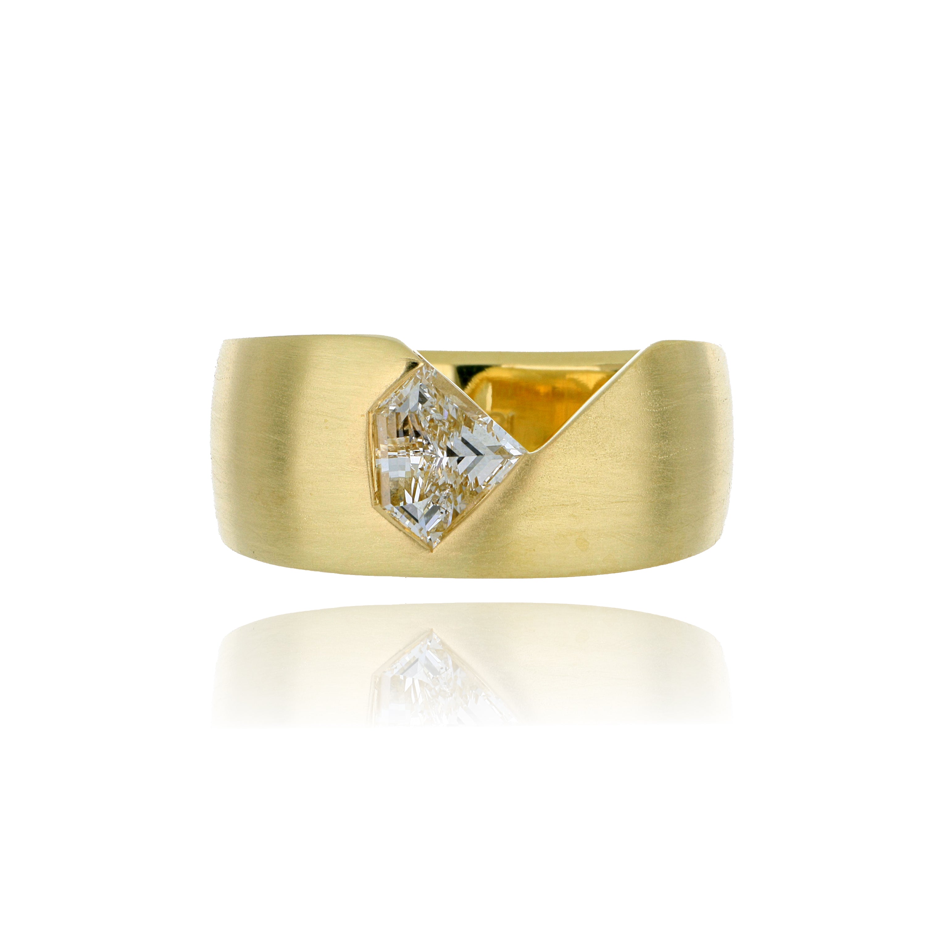18k Yellow Gold Open Engagement Ring - Charles Koll Jewelers