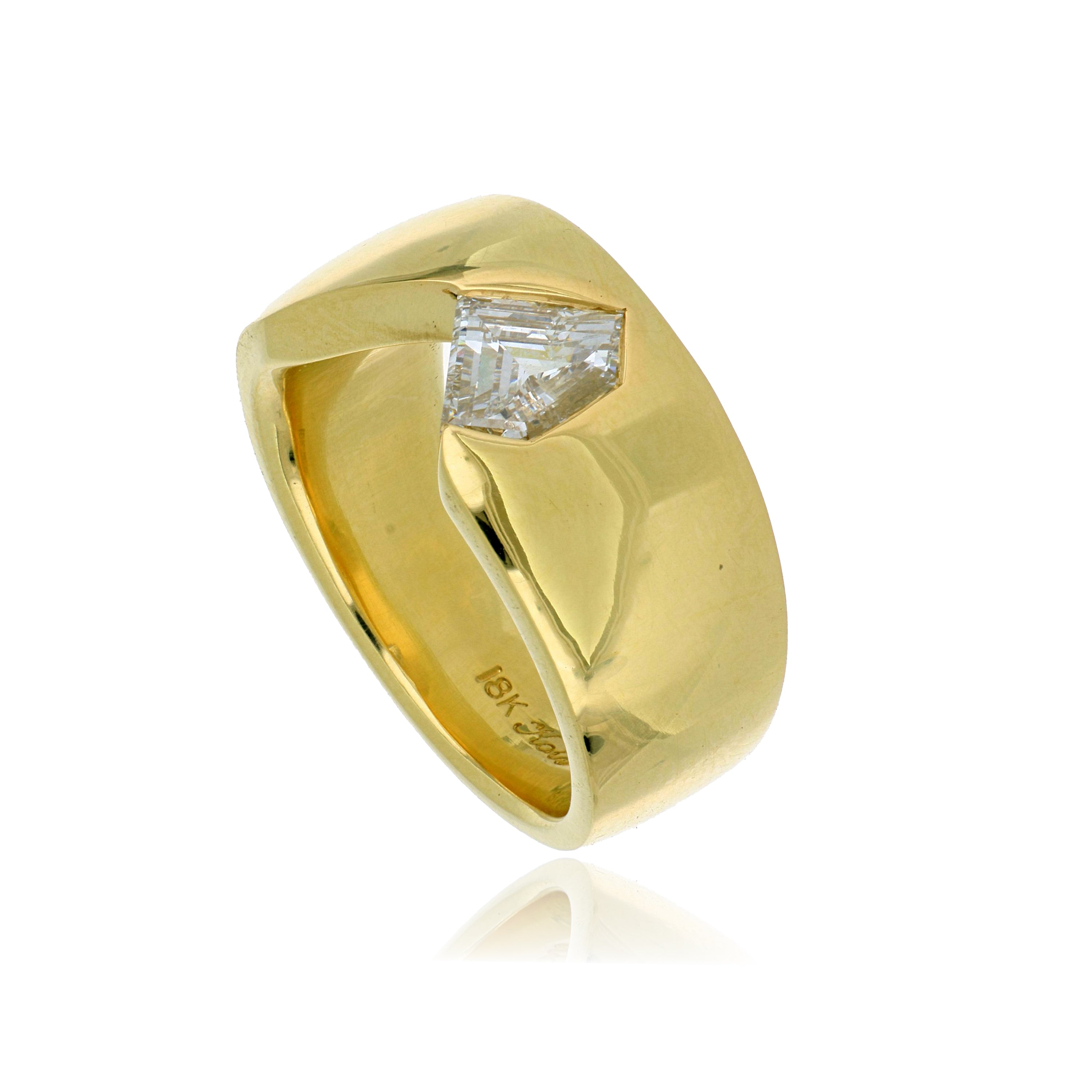 18k Yellow Gold Open Engagement Ring - Charles Koll Jewelers