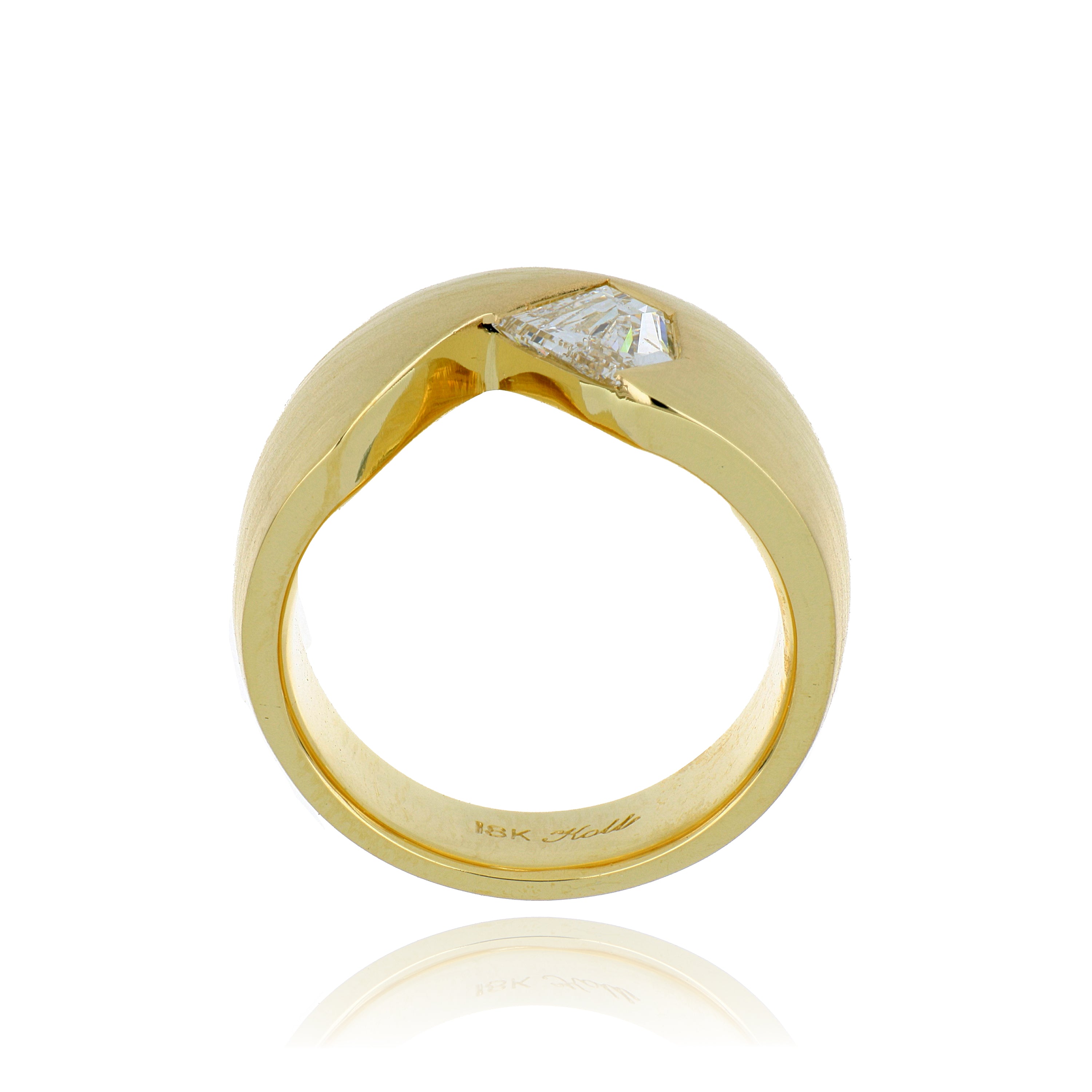 18k Yellow Gold Open Engagement Ring - Charles Koll Jewelers