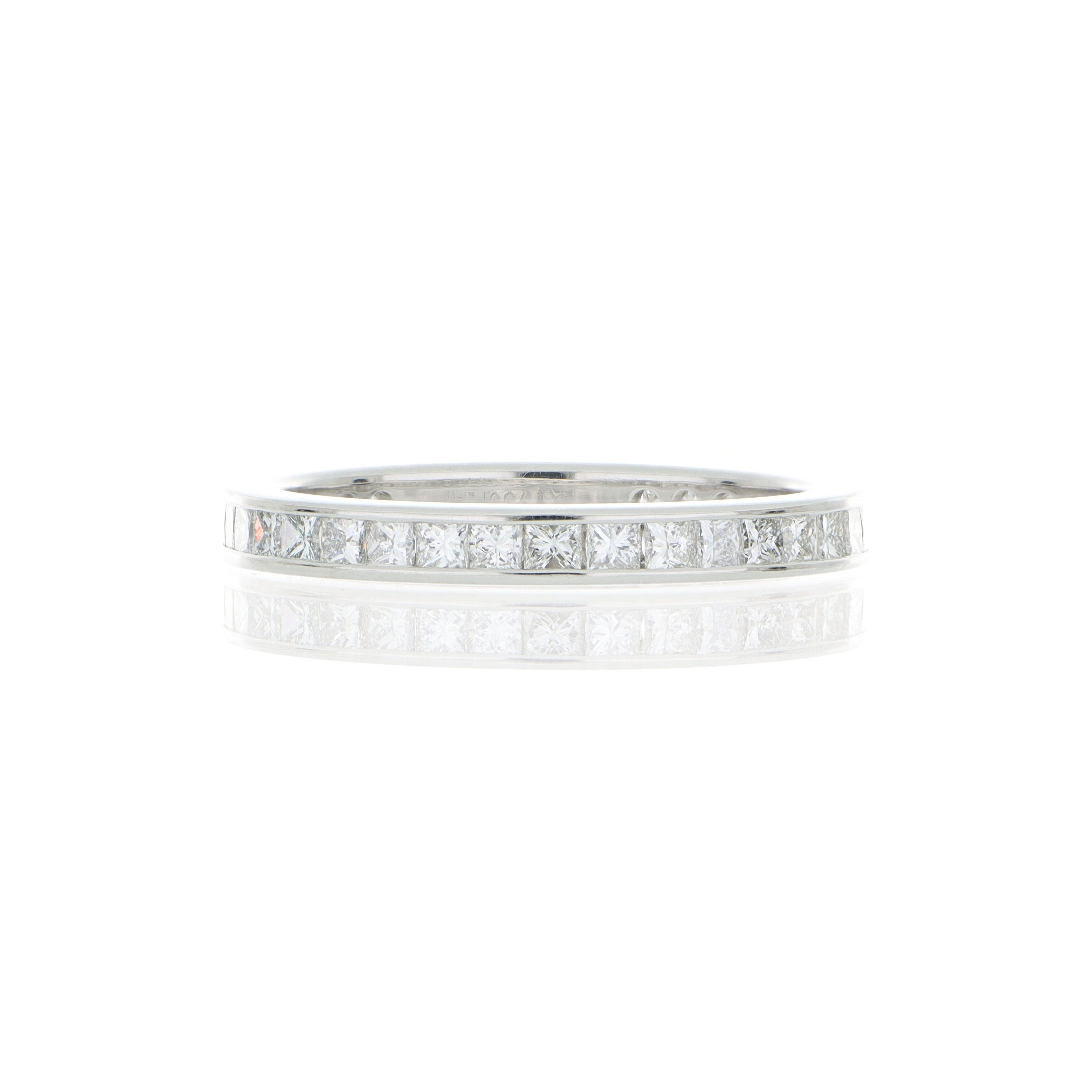Platinum Channel Set Princess Cut Diamond Eternity Band