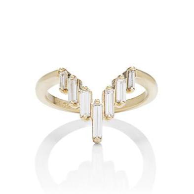 18k Yellow Gold Baguette Diamond Wedding Band