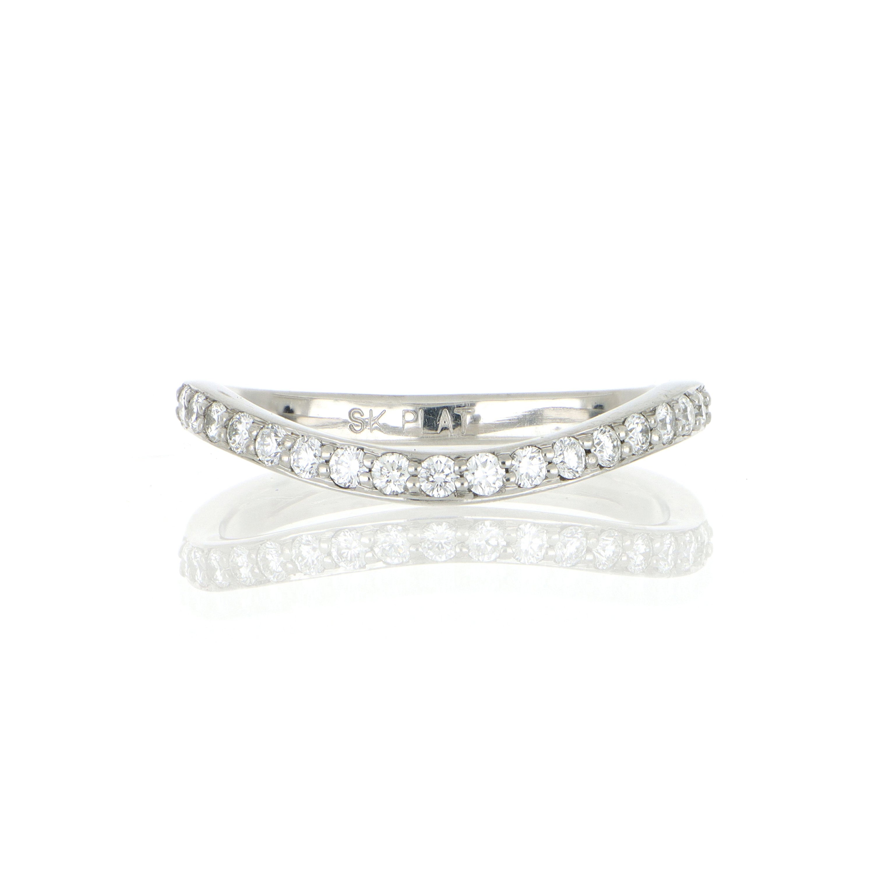 Platinum Curved Diamond Wedding Band - Charles Koll Jewelers