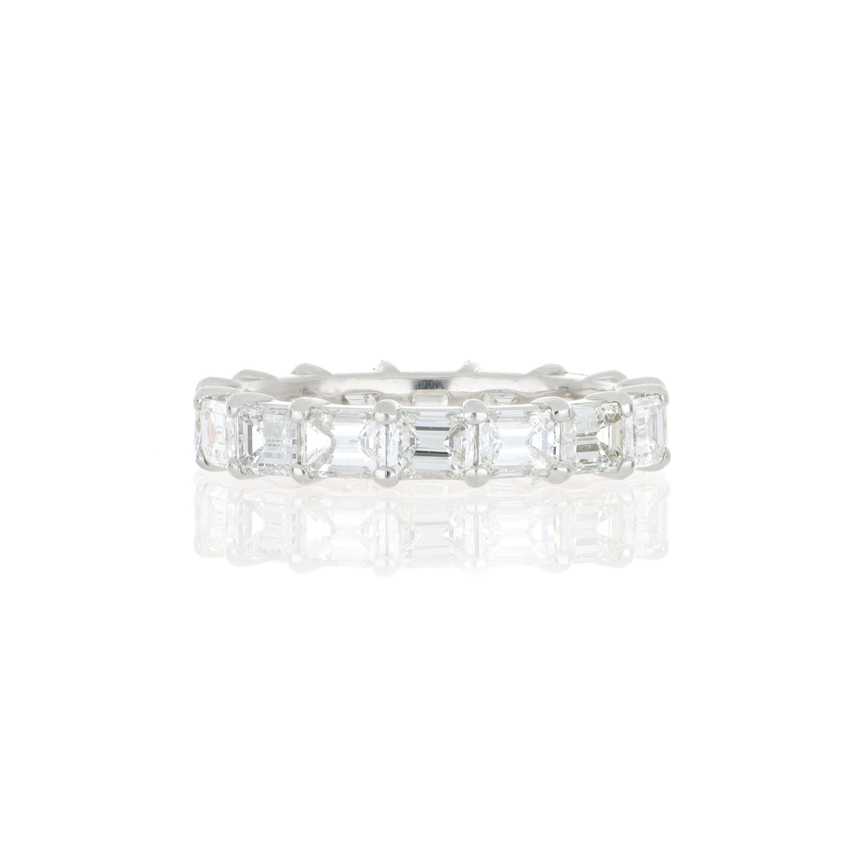 Platinum Emerald Shaped Diamond Eternity Band