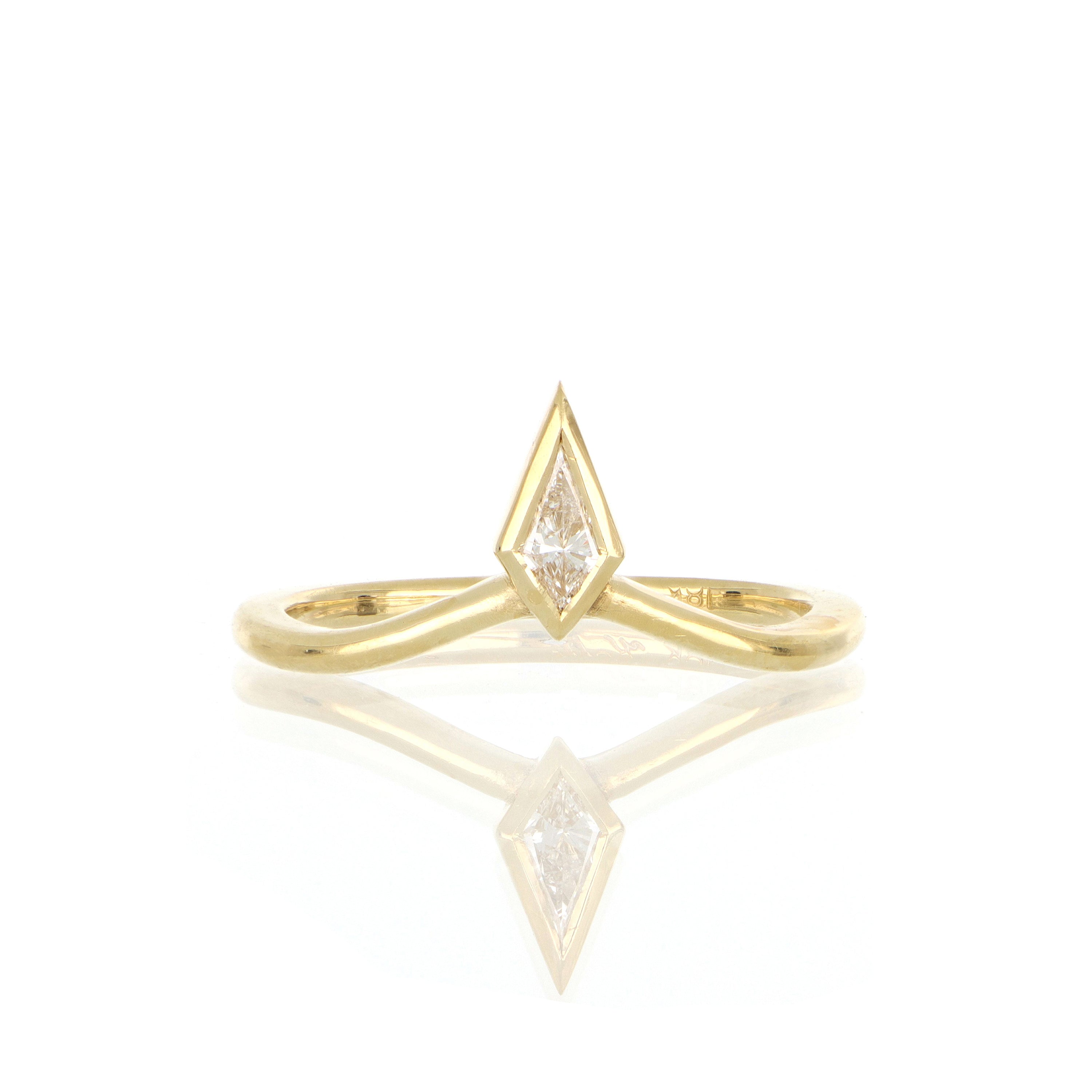 18k Yellow Gold Kite Shaped Diamond Wedding Band - Charles Koll Jewelers