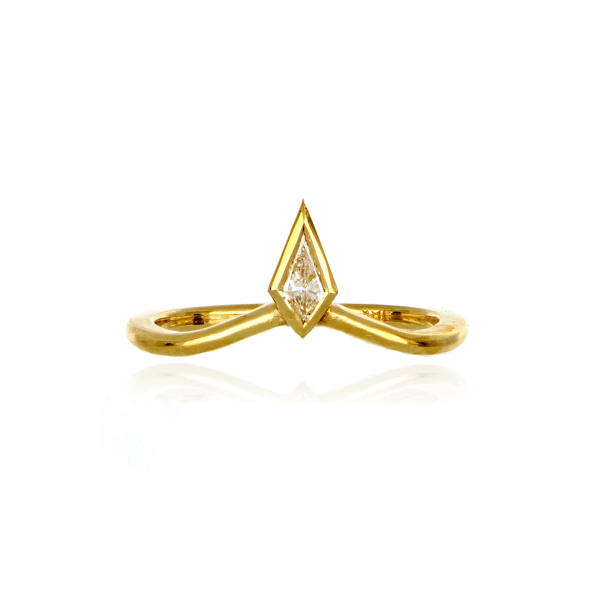 18k Yellow Gold Kite Shaped Diamond Wedding Band - Charles Koll Jewelers