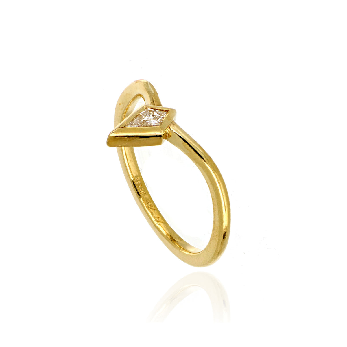 18k Yellow Gold Kite Shaped Diamond Wedding Band - Charles Koll Jewelers