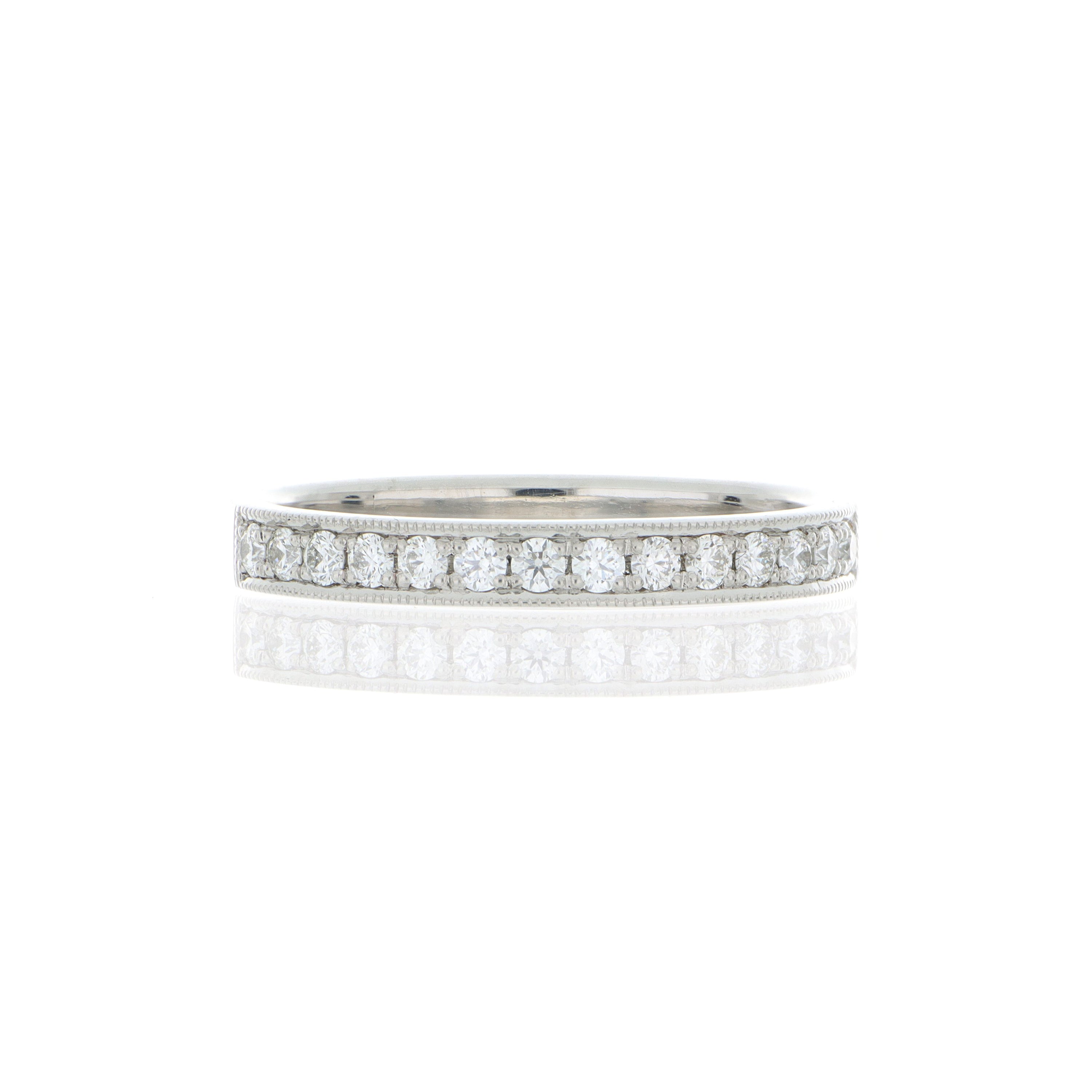 Platinum Milgrain Diamond Band - Charles Koll Jewelers