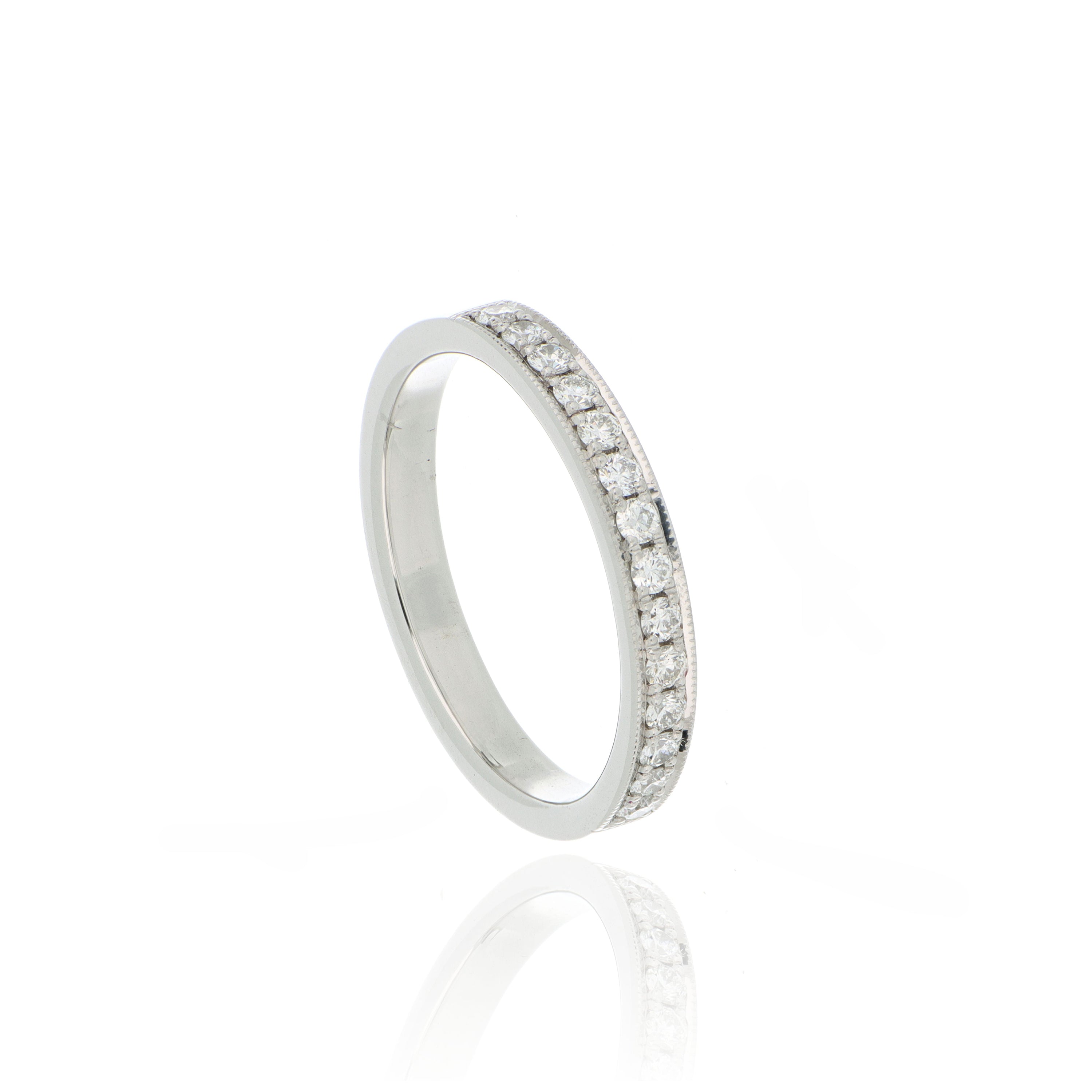 Platinum Milgrain Diamond Band - Charles Koll Jewelers