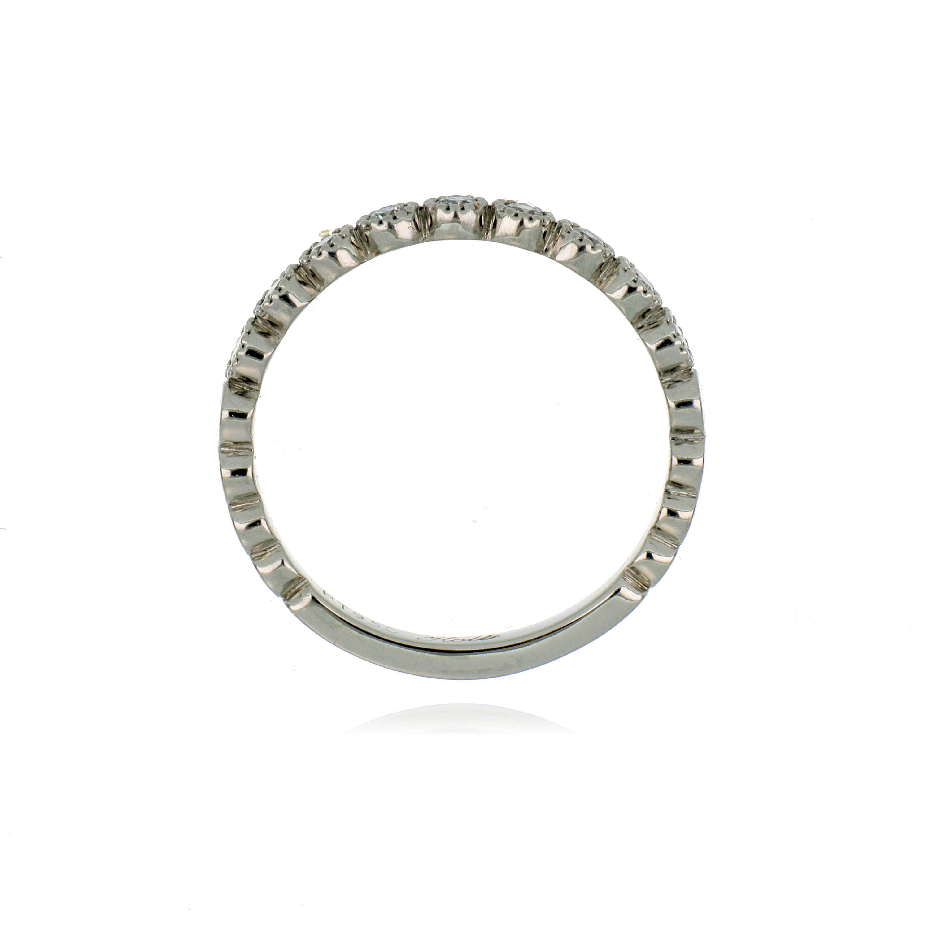 Platinum Milgrain Bezel Diamond Wedding Band - Charles Koll Jewelers
