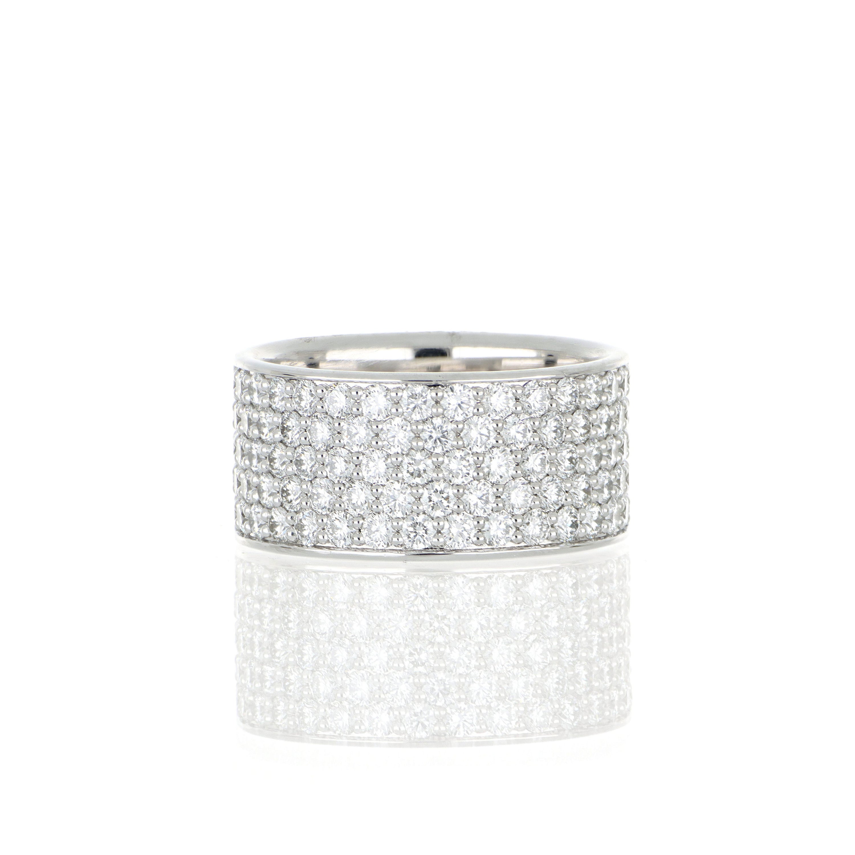Platinum Silk Pave Diamond Fashion Ring