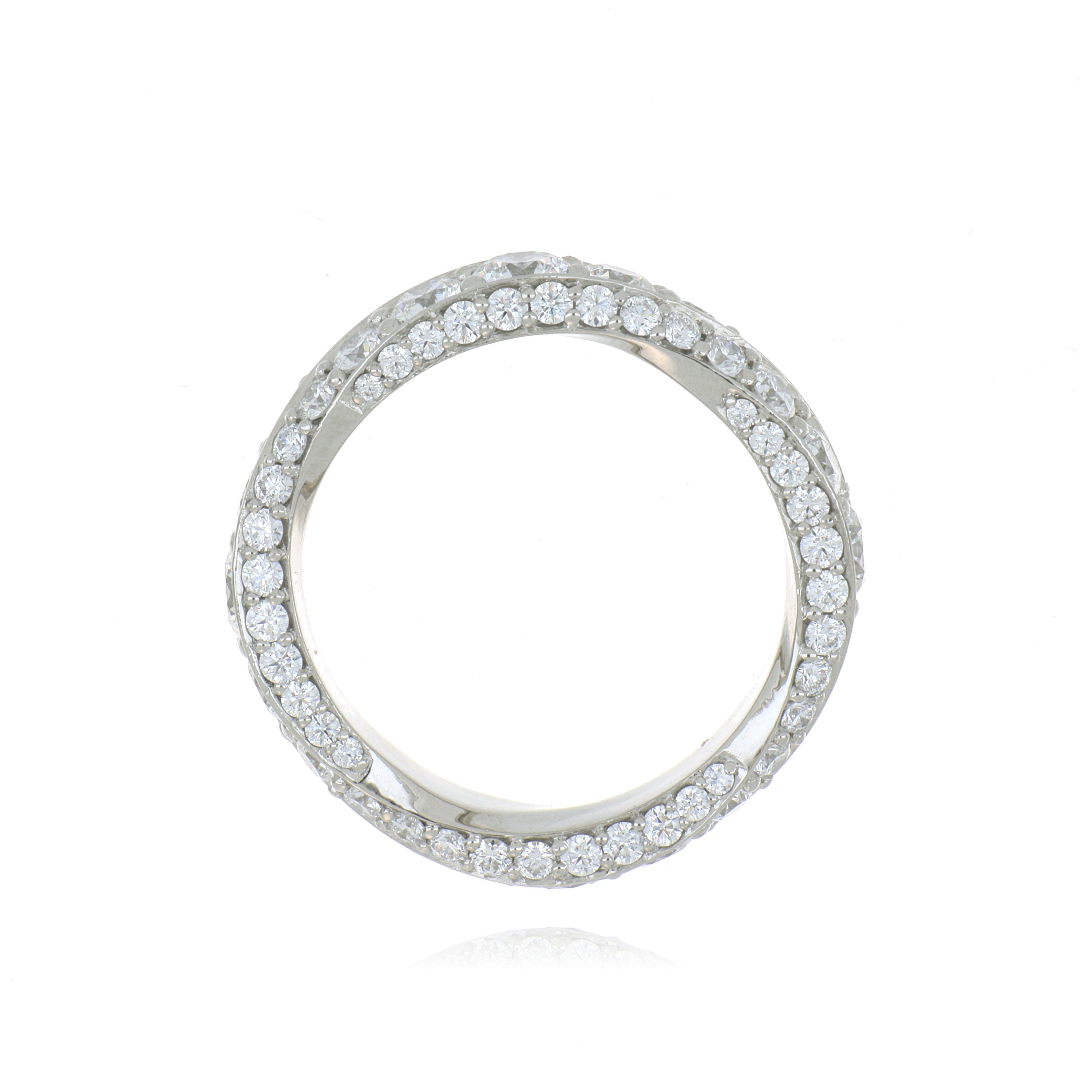 Platinum Spiral Diamond Wedding Band