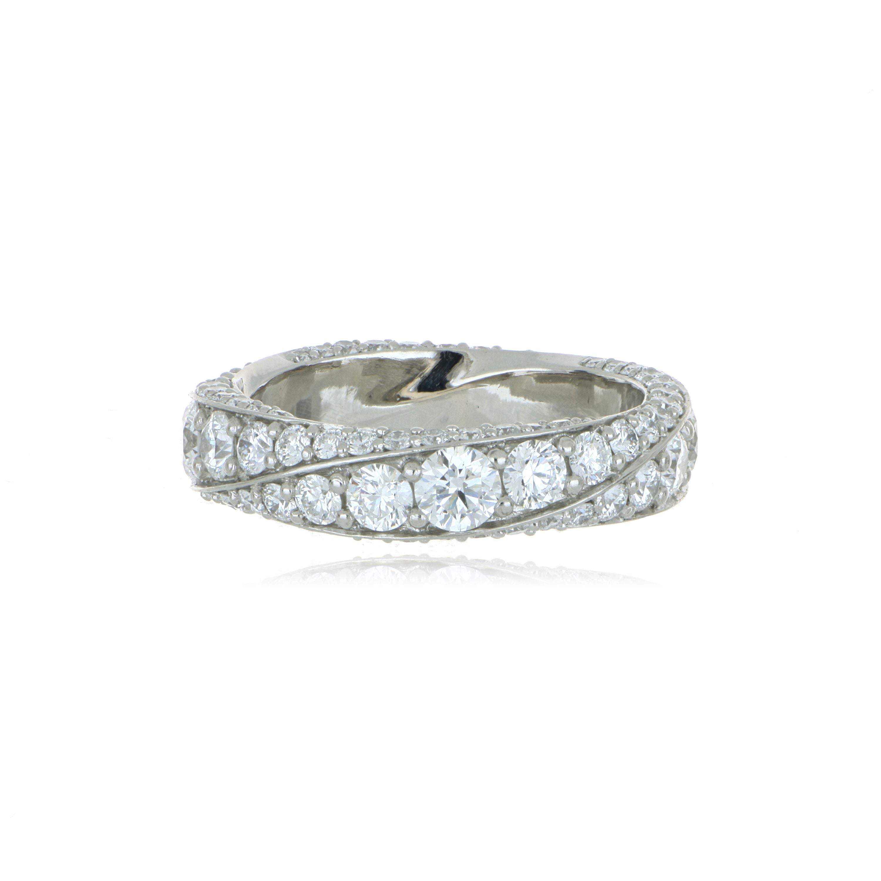 Platinum Spiral Diamond Wedding Band